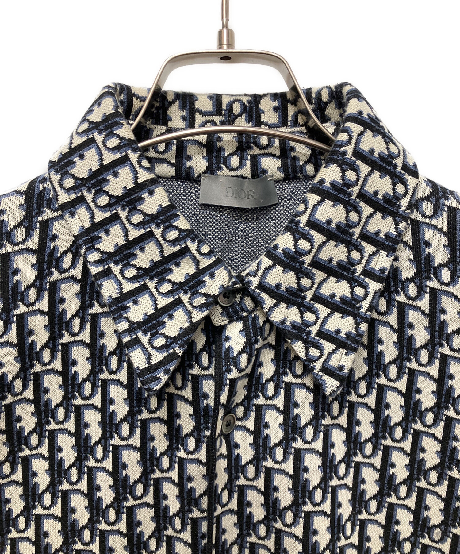 DIOR オブリーク柄 ニットシャツ 中古・古着通販】Dior (ディオール) オブリークニットシャツ ネイビー