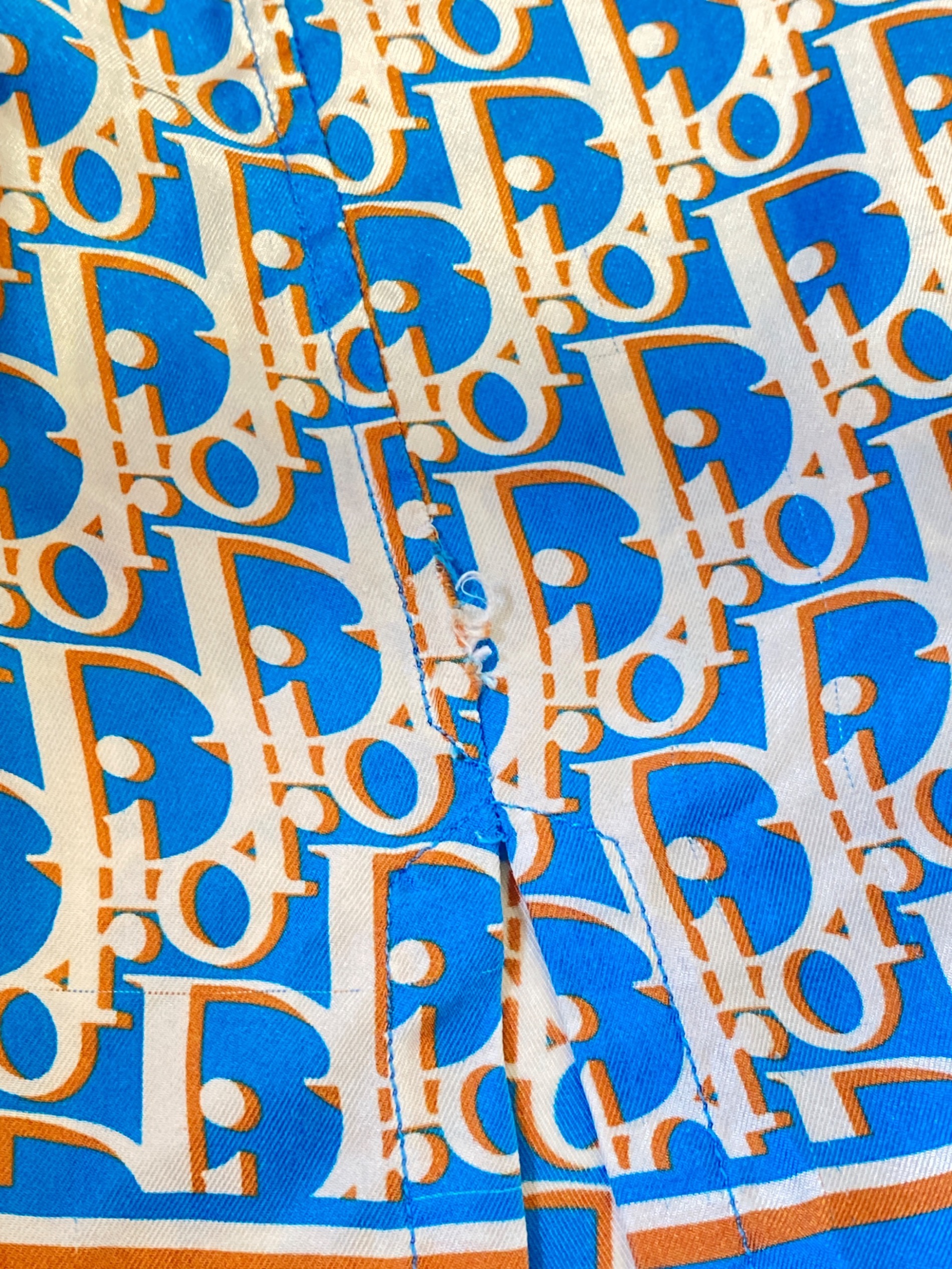 中古・古着通販】Dior (ディオール) オブリークシルクシャツ ブルー