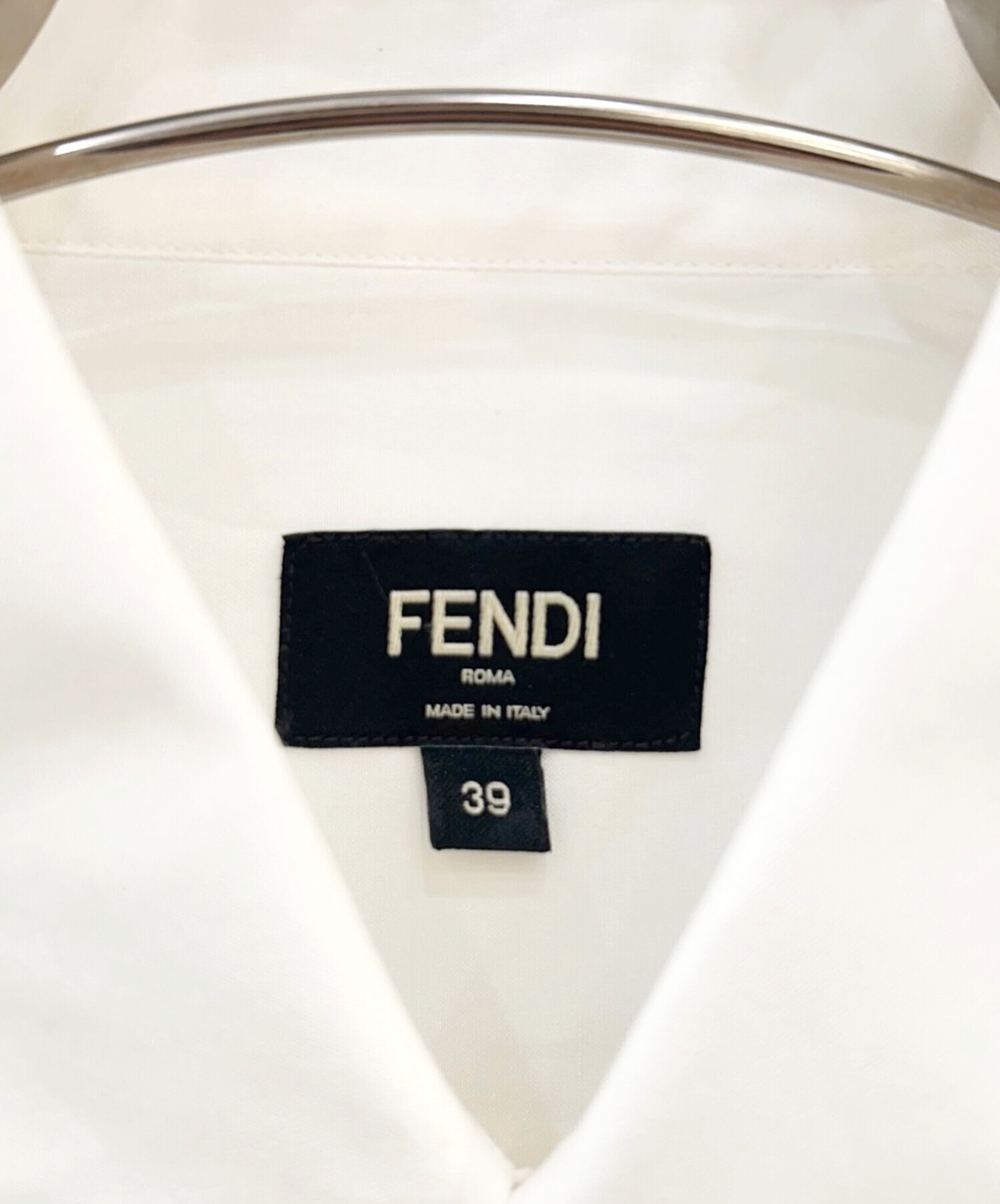 中古・古着通販】FENDI (フェンディ) ロゴパッチシルクシャツ ホワイト 