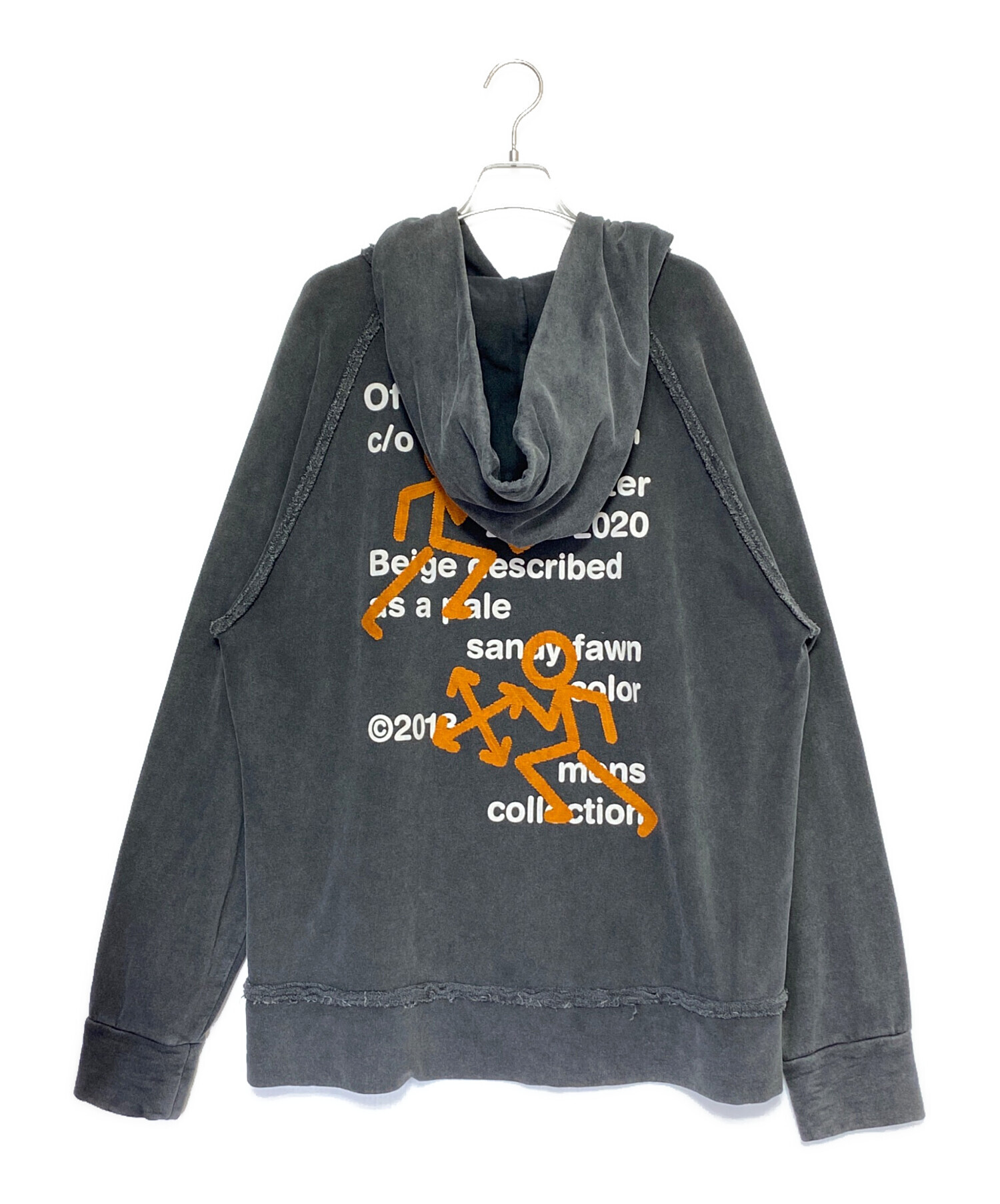 中古・古着通販】OFFWHITE (オフホワイト) ロゴ刺繍パーカー グレー 