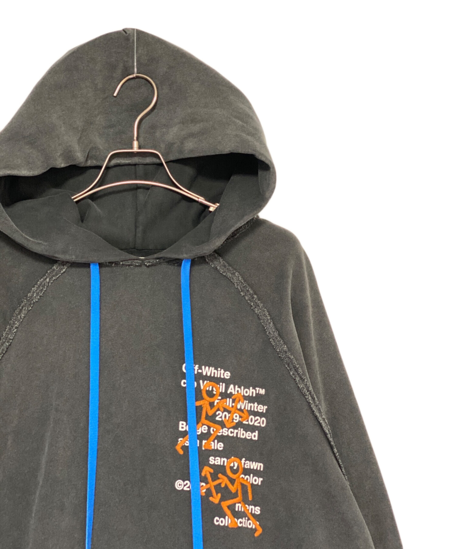 中古・古着通販】OFFWHITE (オフホワイト) ロゴ刺繍パーカー グレー 