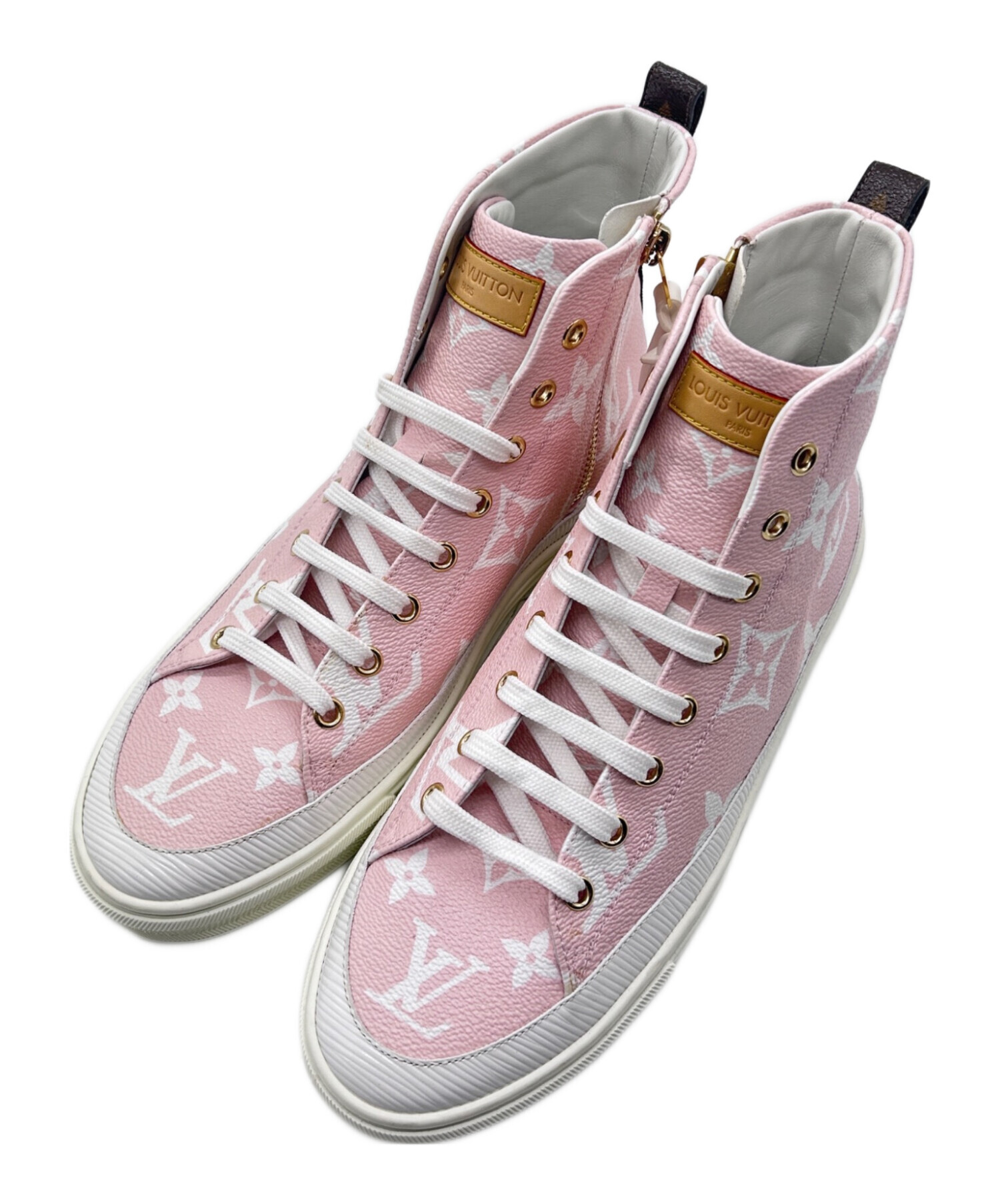 サイズ 9 Louis Vuitton ハイカットスニーカー ピンク/グレー LOUIS