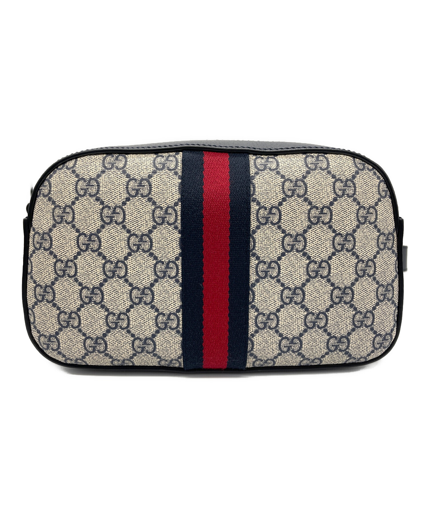 値下げ グッチ ショルダーバッグ ネイビー GGスプリーム レザータグ A4可 中古・古着通販】GUCCI (グッチ) ショルダーバッグ GGスプリーム