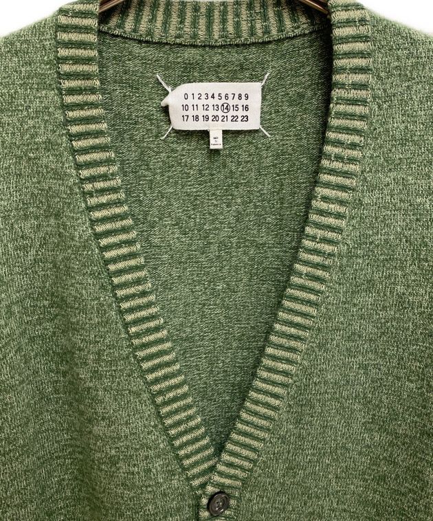 マルジェラ/オリーブグリーン Vネック カーディガン 肘パッチ付き 中古・古着通販】Maison Margiela (メゾンマルジェラ) 13AW elbow