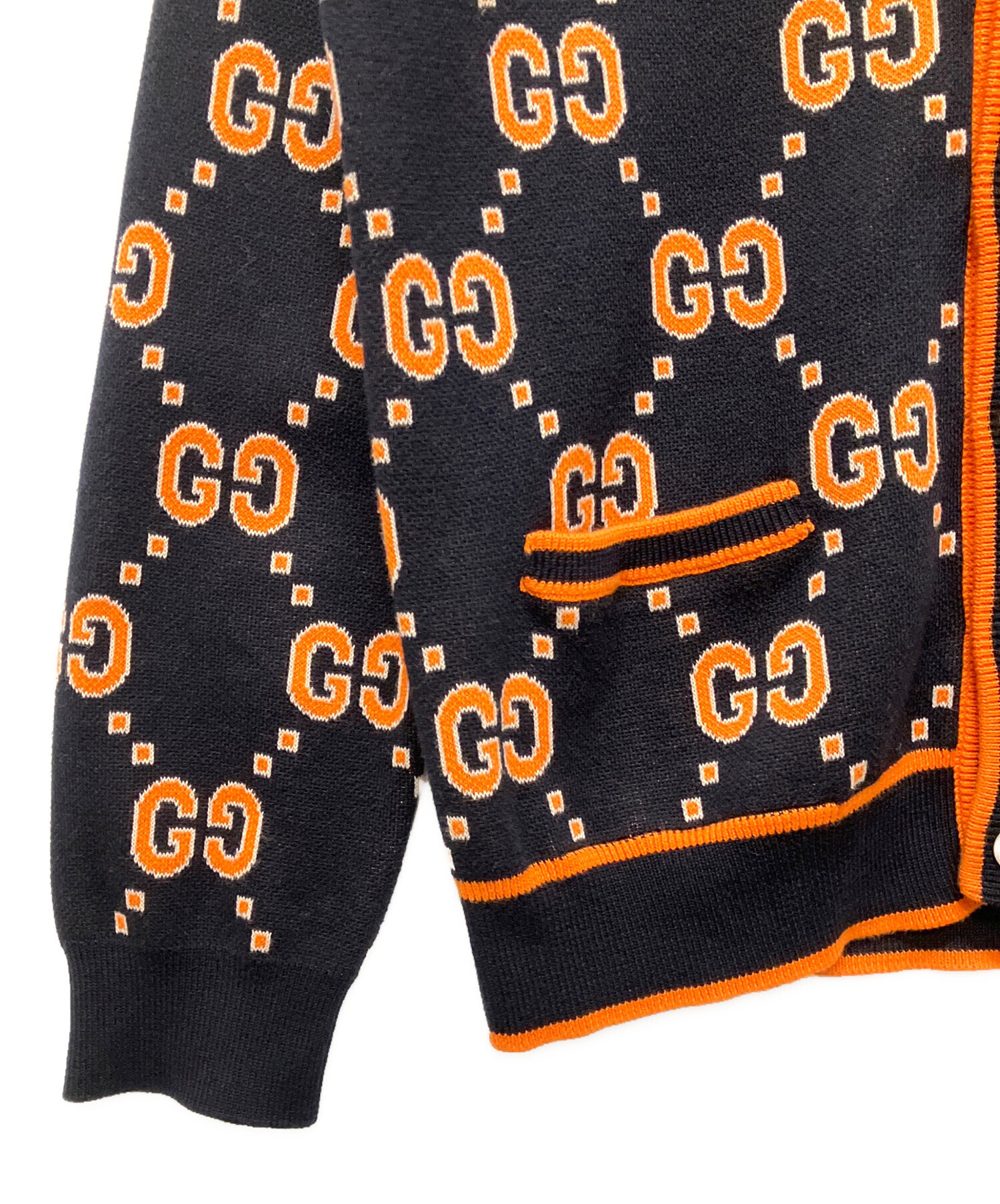 中古・古着通販】GUCCI (グッチ) GGジャカードカーディガアン ブラック