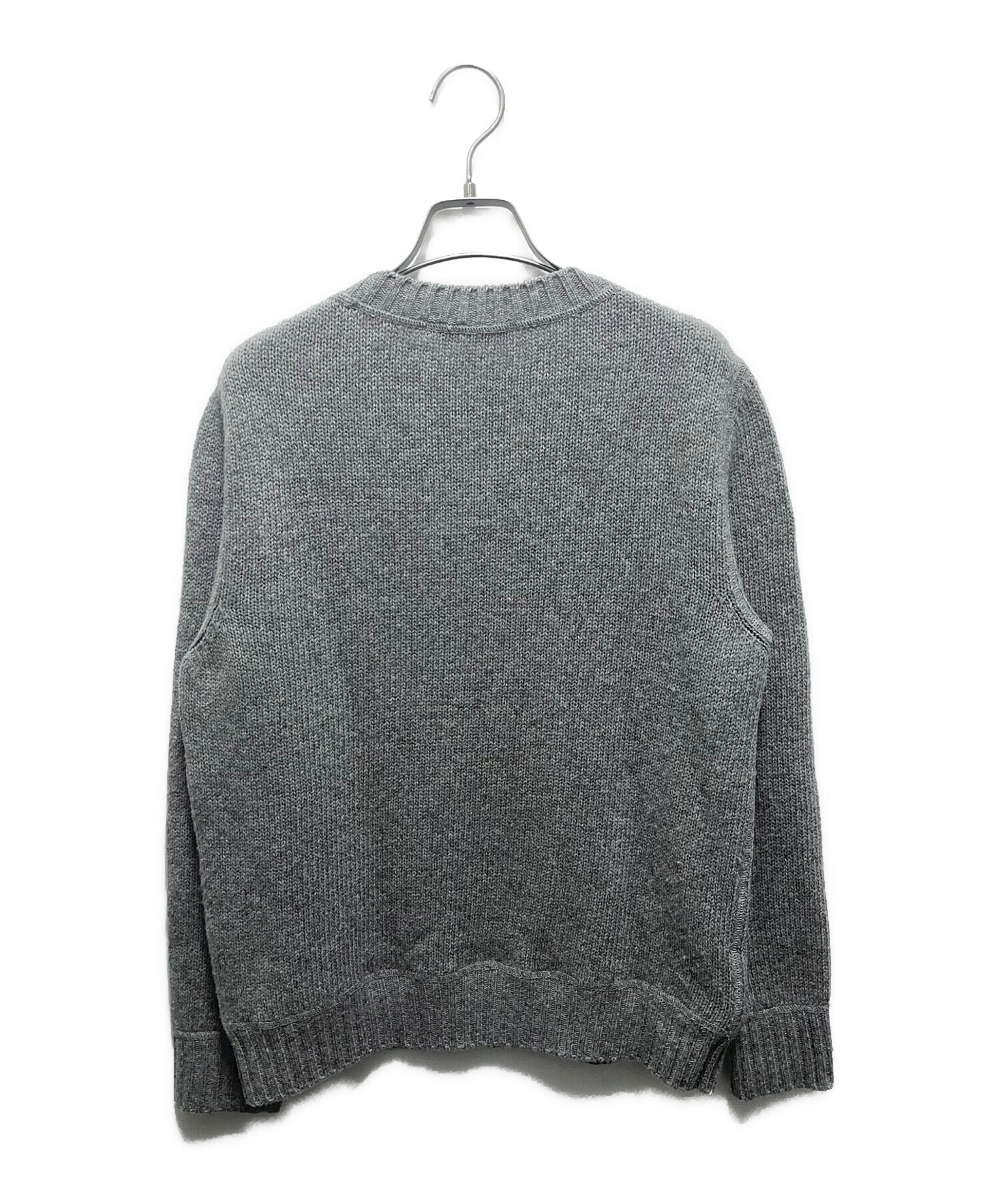 PRADA プラダ カシミヤ混 ニット セーター　グレー サイズ50 中古・古着通販】PRADA (プラダ) カシミヤロゴニット グレー サイズ:38