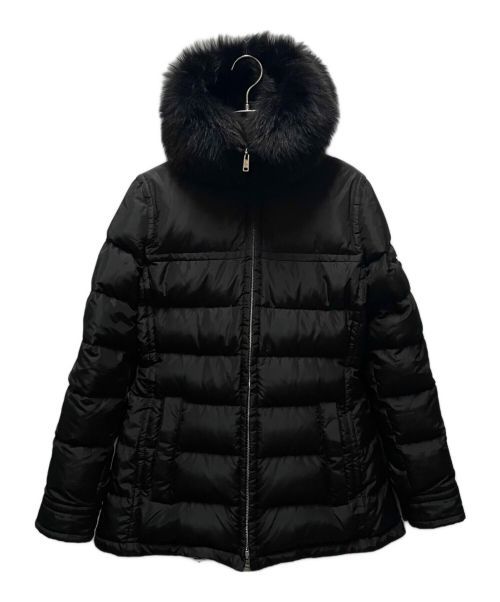 PRADA 黒 ダウンジャケット ファー付き 中古・古着通販】PRADA (プラダ) ファー付ダウンジャケット ブラック