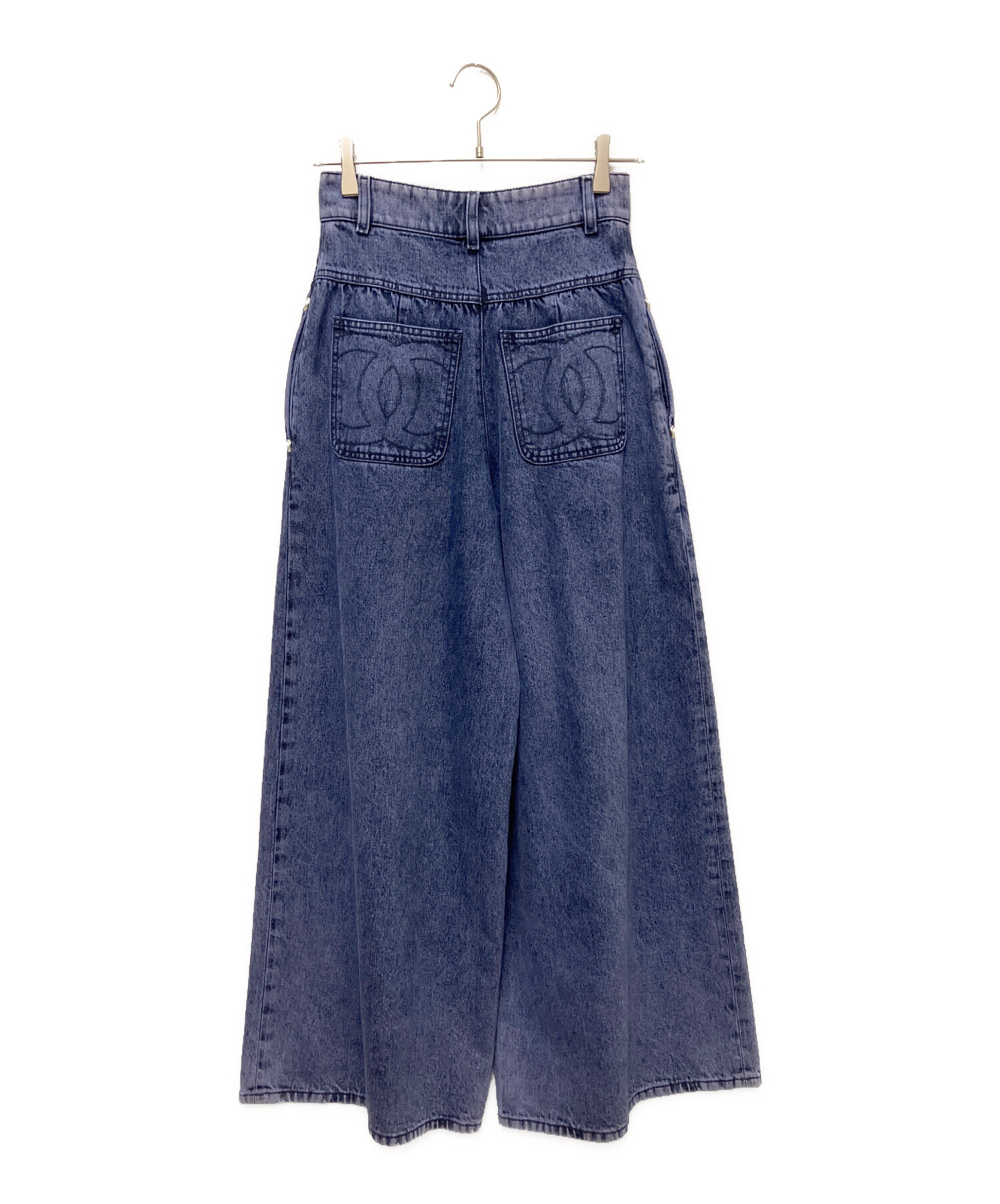 中古・古着通販】CHANEL (シャネル) パールワイドバギーデニムパンツ