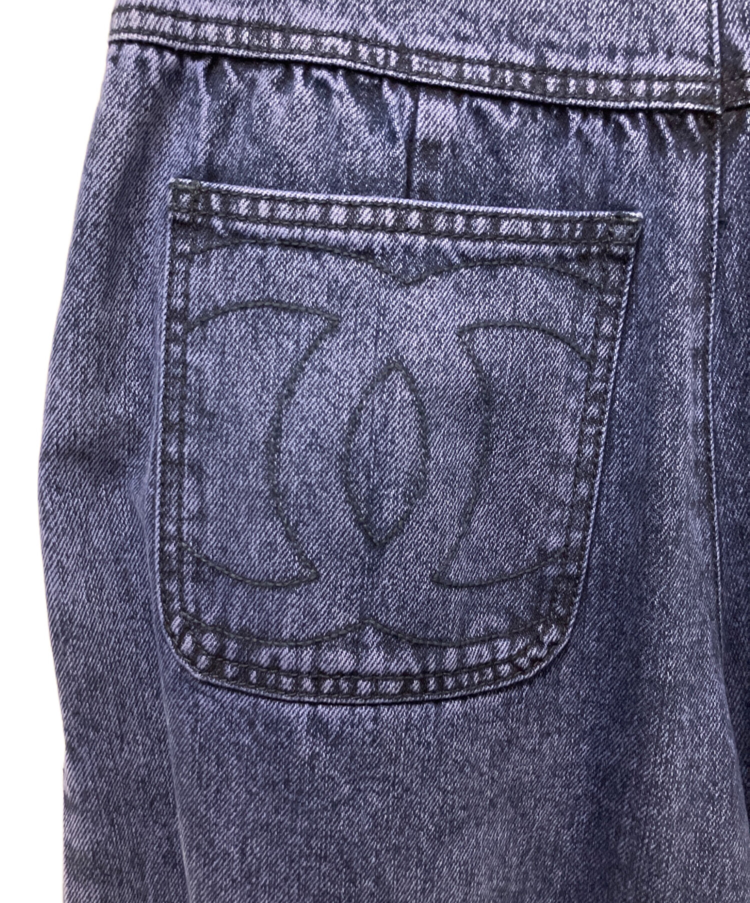 中古・古着通販】CHANEL (シャネル) パールワイドバギーデニムパンツ