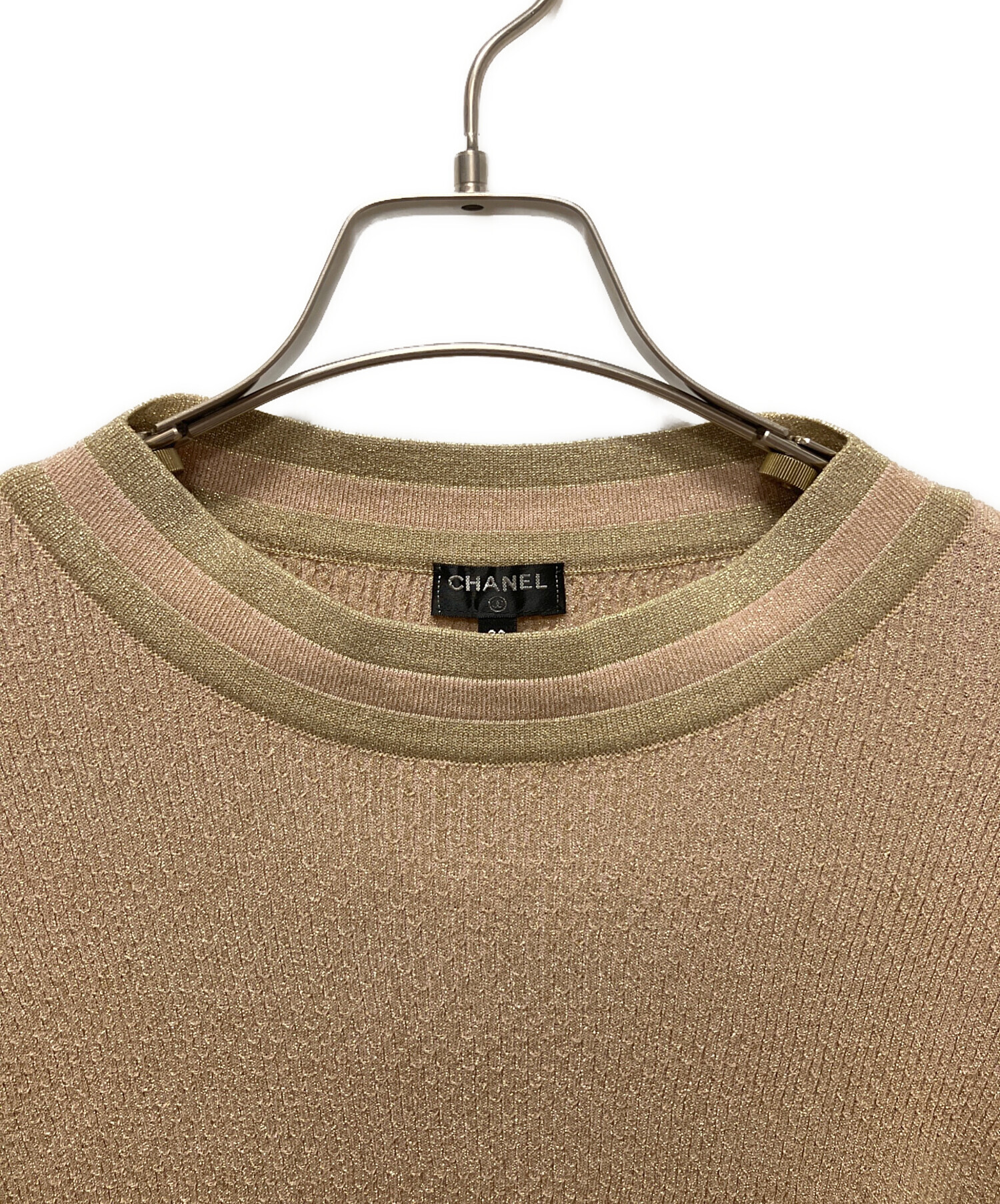 中古・古着通販】CHANEL (シャネル) ラメ加工 半袖ニットカットソー