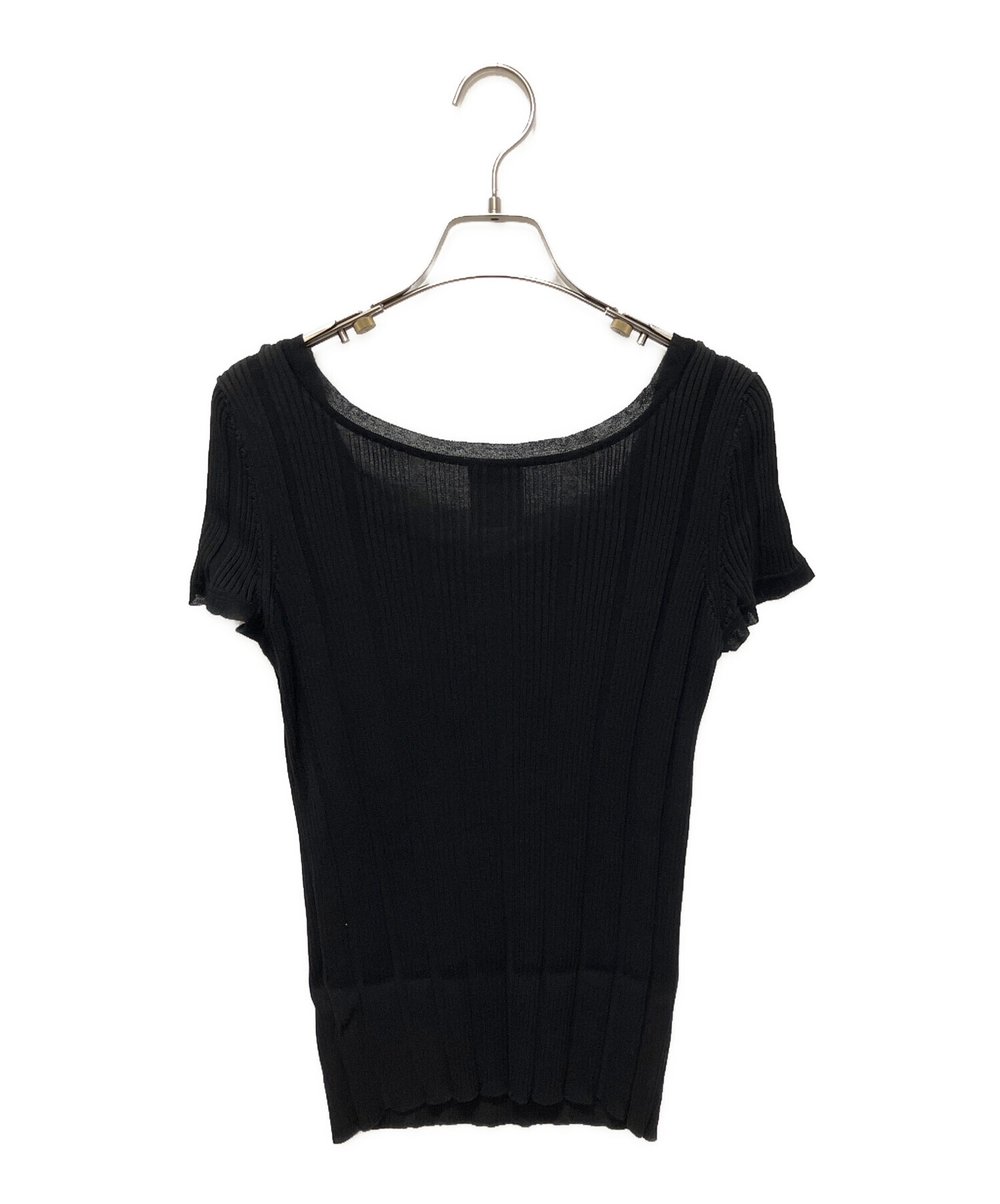 中古・古着通販】CHANEL (シャネル) cocoボタン リブニット ブラック 