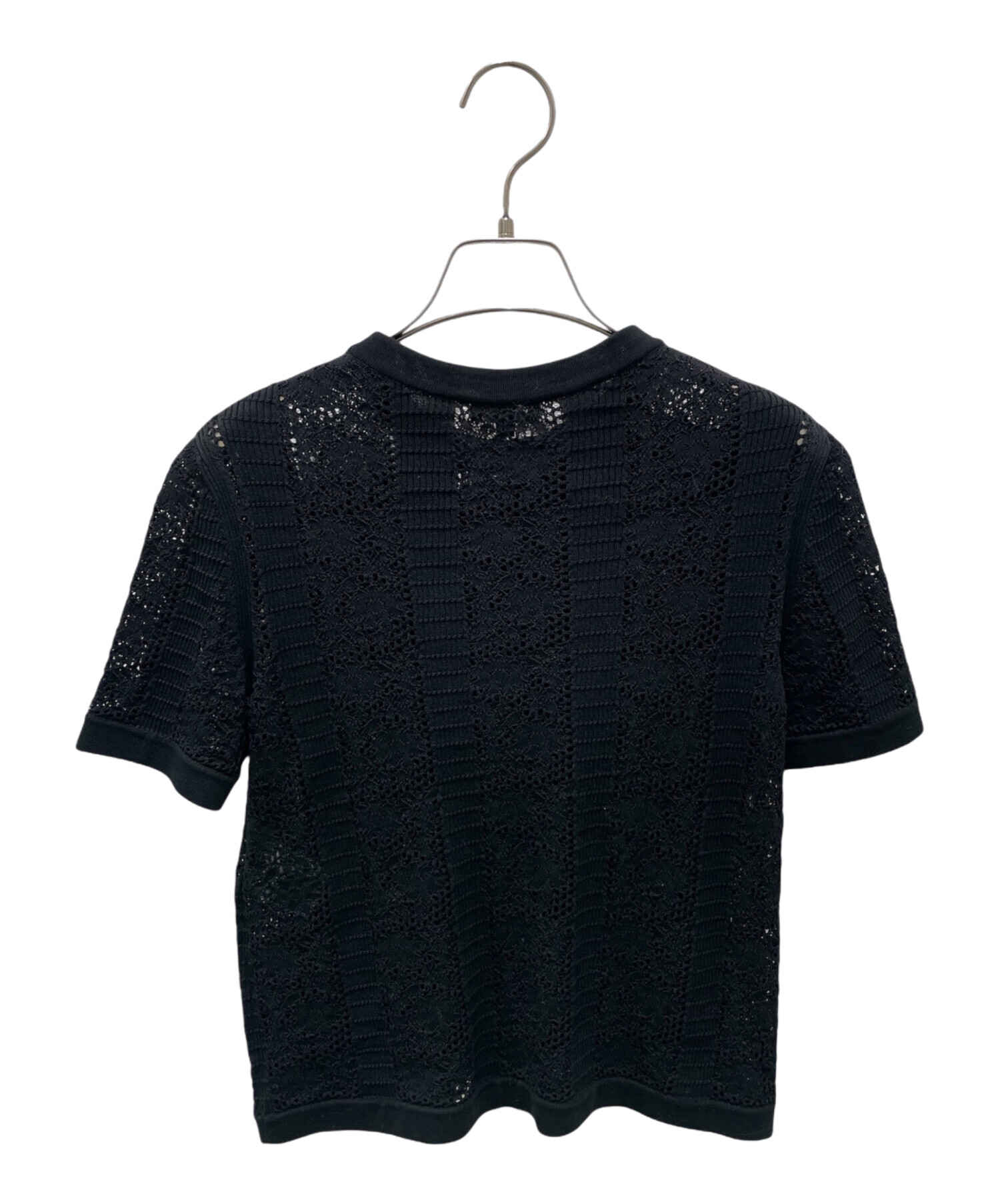 Chanelシャネルレース襟ブラックニットセーター 34 中古・古着通販】CHANEL (シャネル) 20SS ココボタンレースニット