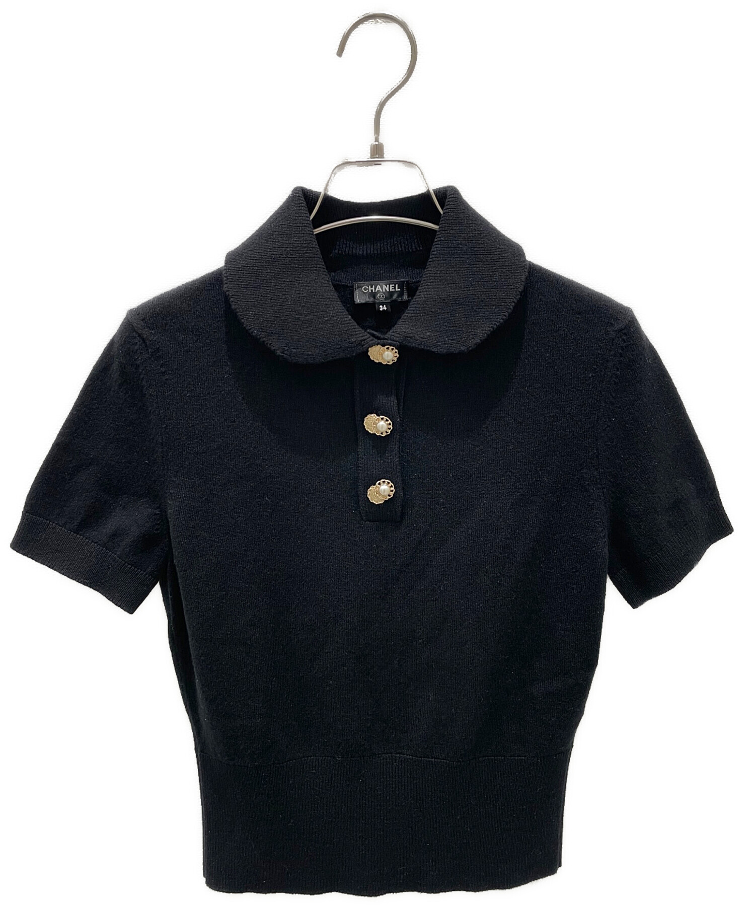 シャネル　正規品　ポロシャツ　ココマークボタン 中古・古着通販】CHANEL (シャネル) ココパールボタンポロシャツ