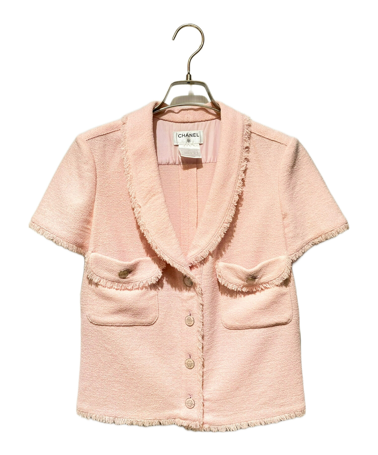 CHANEL シャネル　シルクツイード　半袖　ジャケット　size38 中古・古着通販】CHANEL (シャネル) ツイード半袖ジャケット