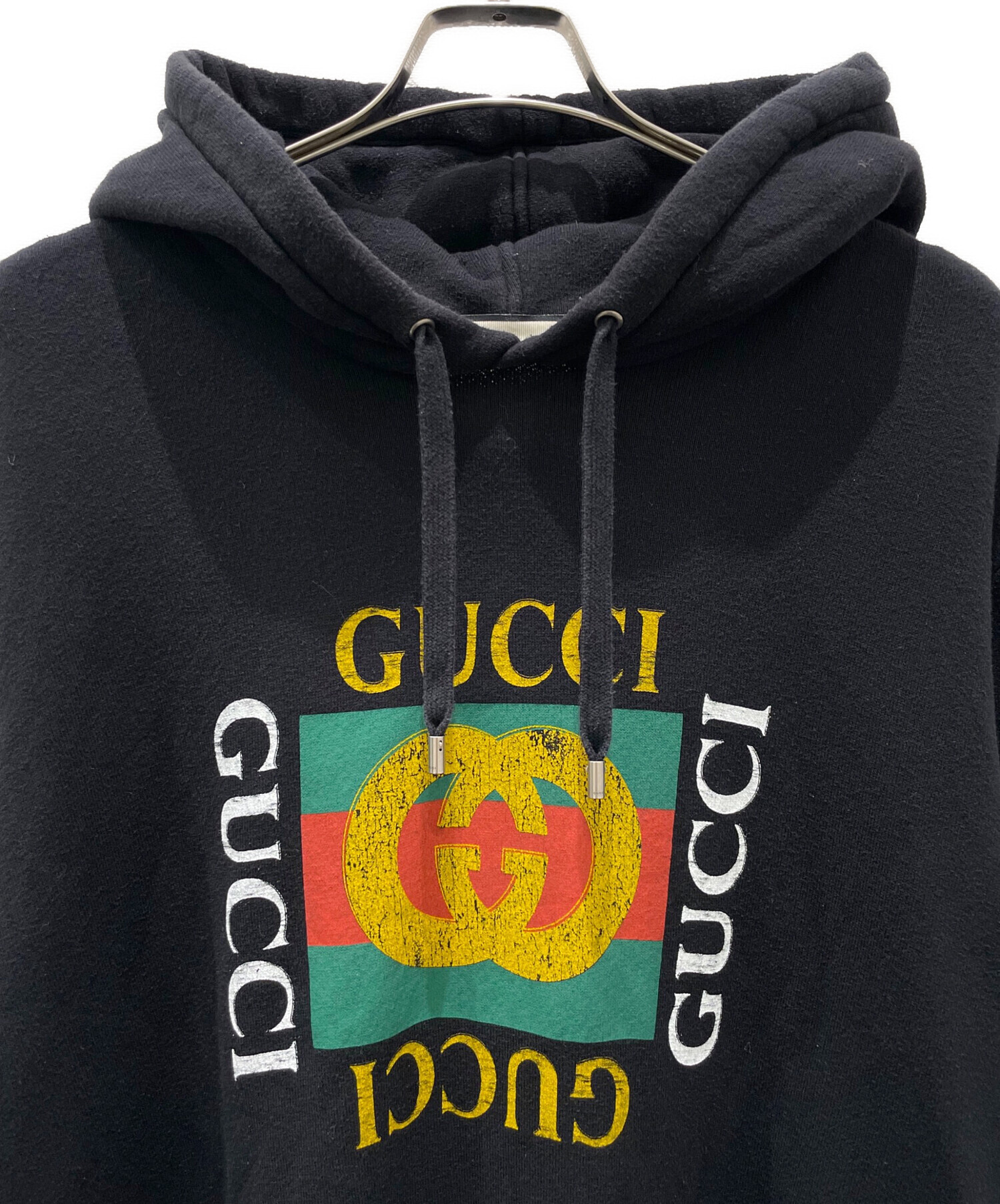 【美品】GUCCI ヴィンテージ 加工 オールド ロゴ プリント パーカー XL 中古・古着通販】GUCCI (グッチ) ヴィンテージ 加工 オールド ロゴ