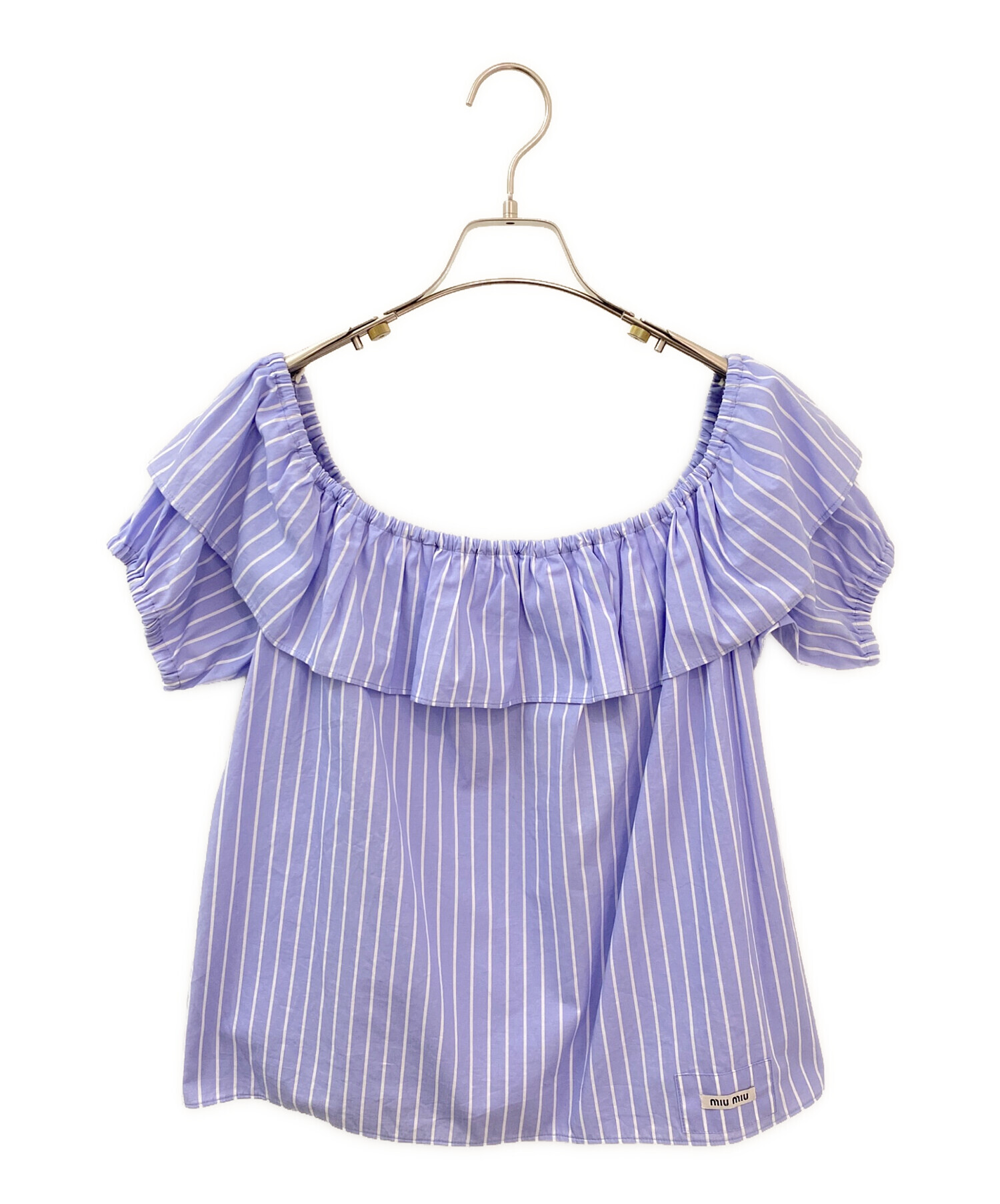 中古・古着通販】MIU MIU (ミュウミュウ) フリルブラウス スカイブルー
