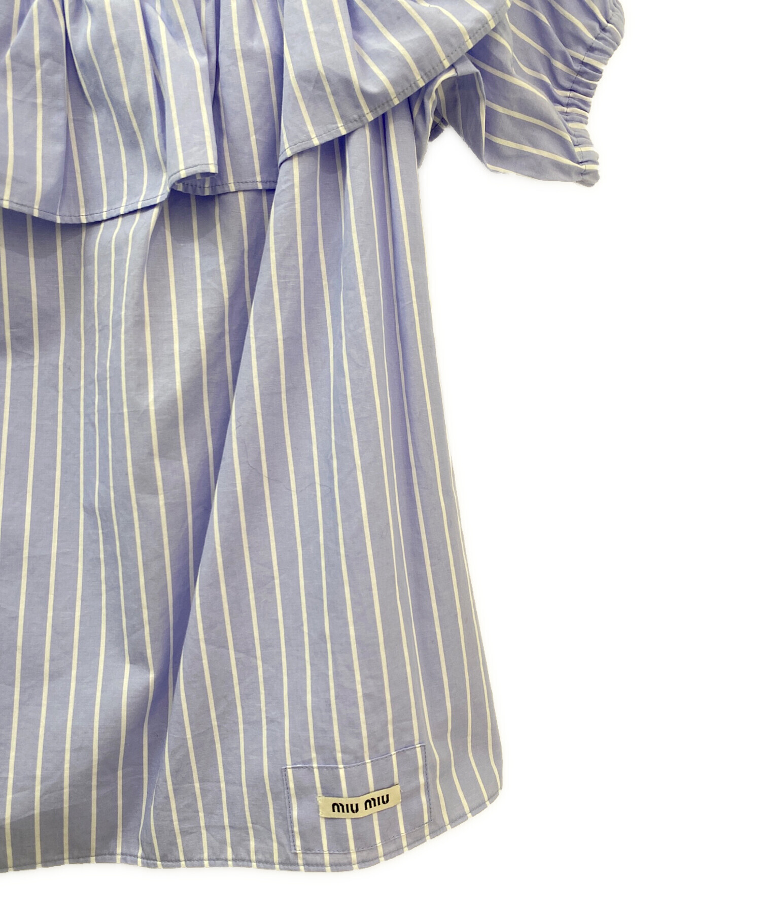 中古・古着通販】MIU MIU (ミュウミュウ) フリルブラウス スカイブルー