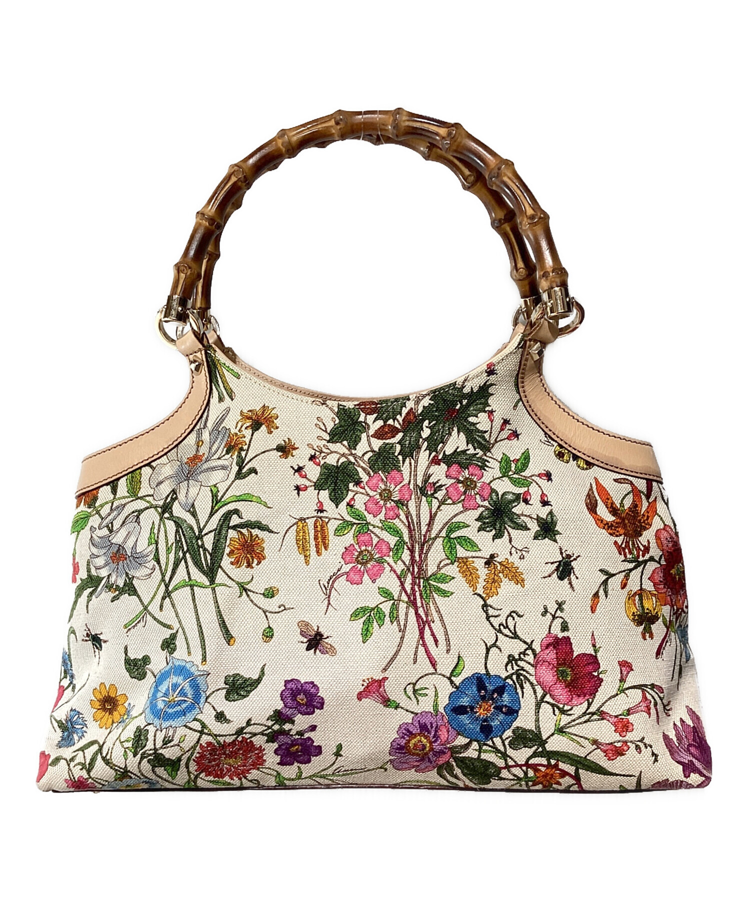 中古・古着通販】GUCCI (グッチ) Flora Bamboo Tote Bag（フローラ 