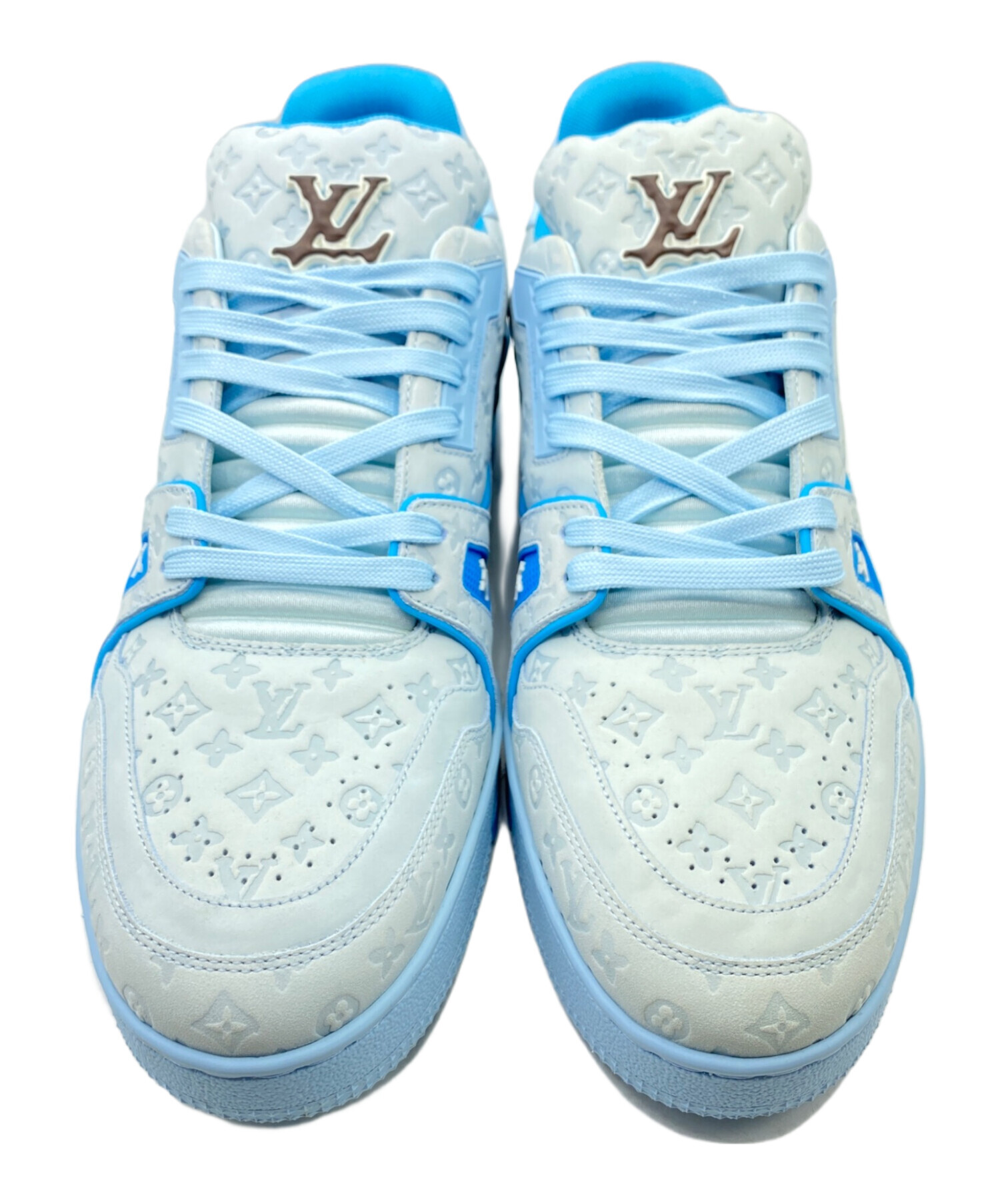 L V ジグザグライン スニーカー ブルー 中古品 L V ジグザグライン