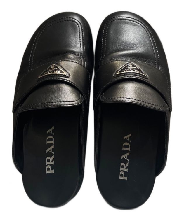 中古・古着通販】PRADA (プラダ) レザーミュールサンダル ブラック