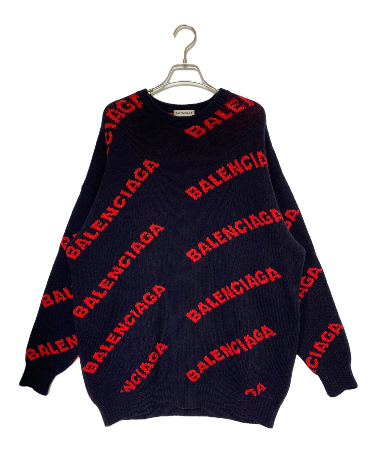 中古・古着通販】BALENCIAGA (バレンシアガ) オールオーバーロゴニット 