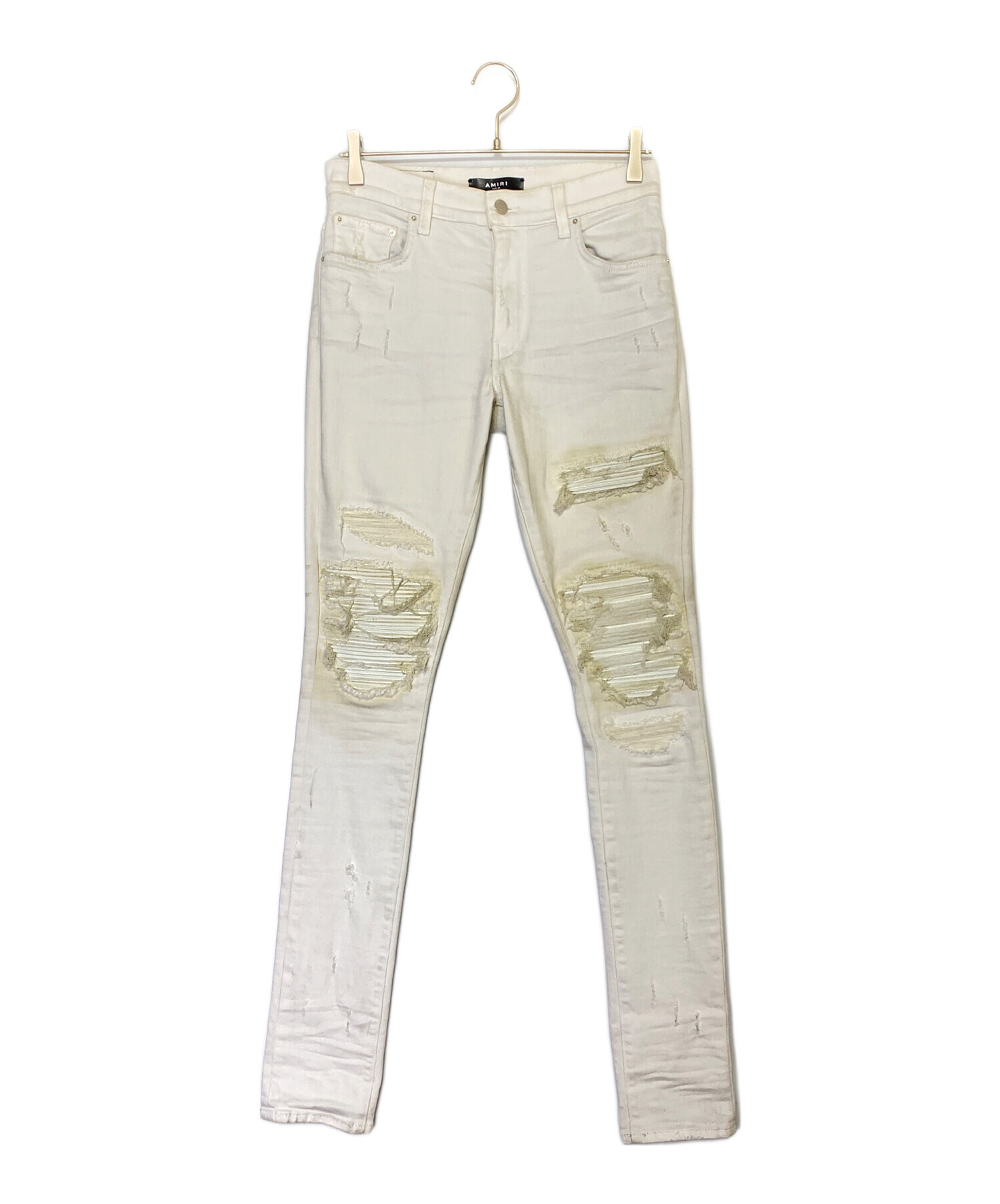中古・古着通販】AMIRI (アミリ) ダメージ加工デニムパンツ ホワイト 