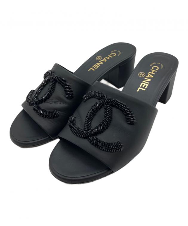 CHANEL ブラック サンダル 38