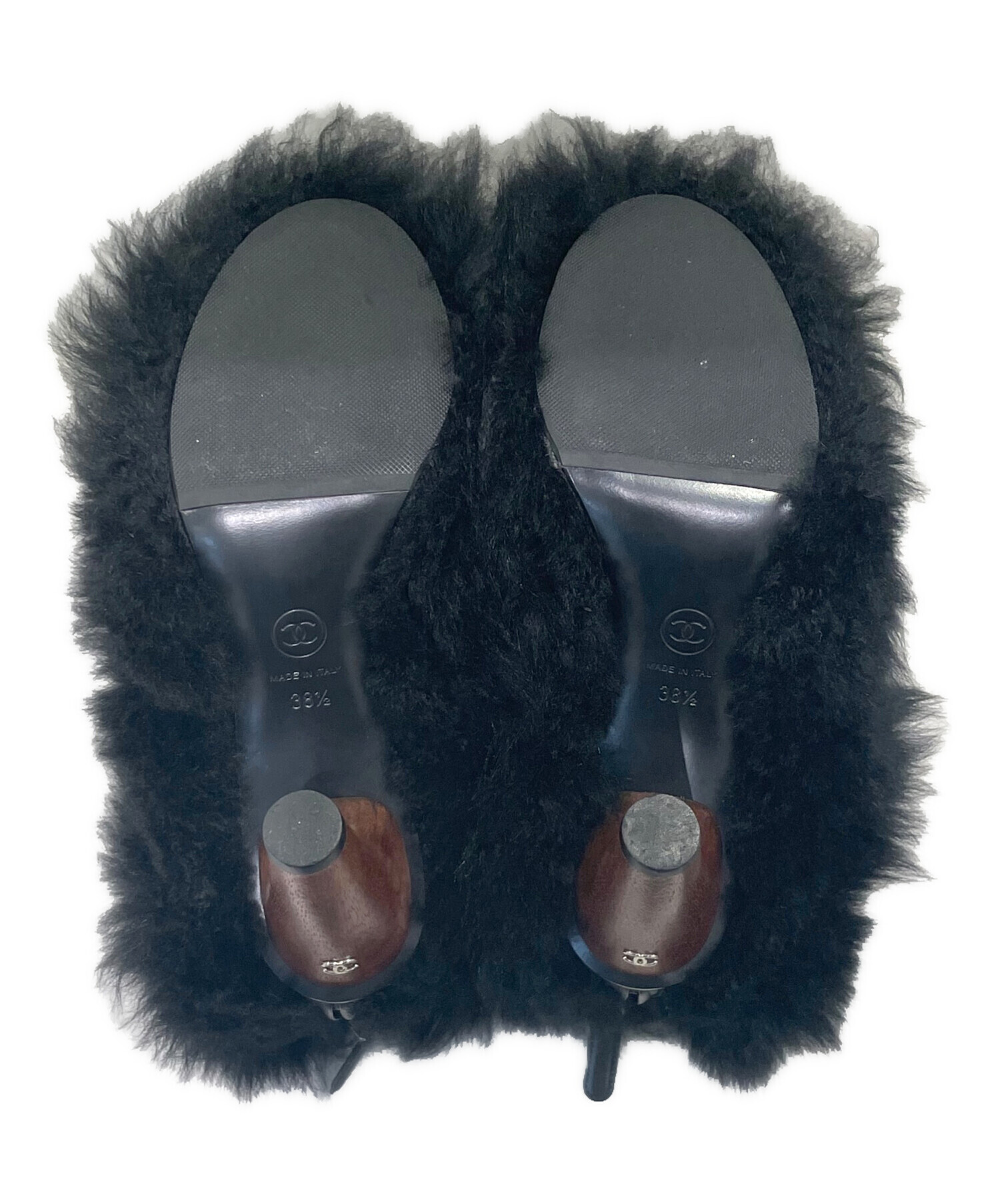 CHANEL シャネル　ファーブーツ 38 中古・古着通販】CHANEL (シャネル) ファーショートブーツ ブラック