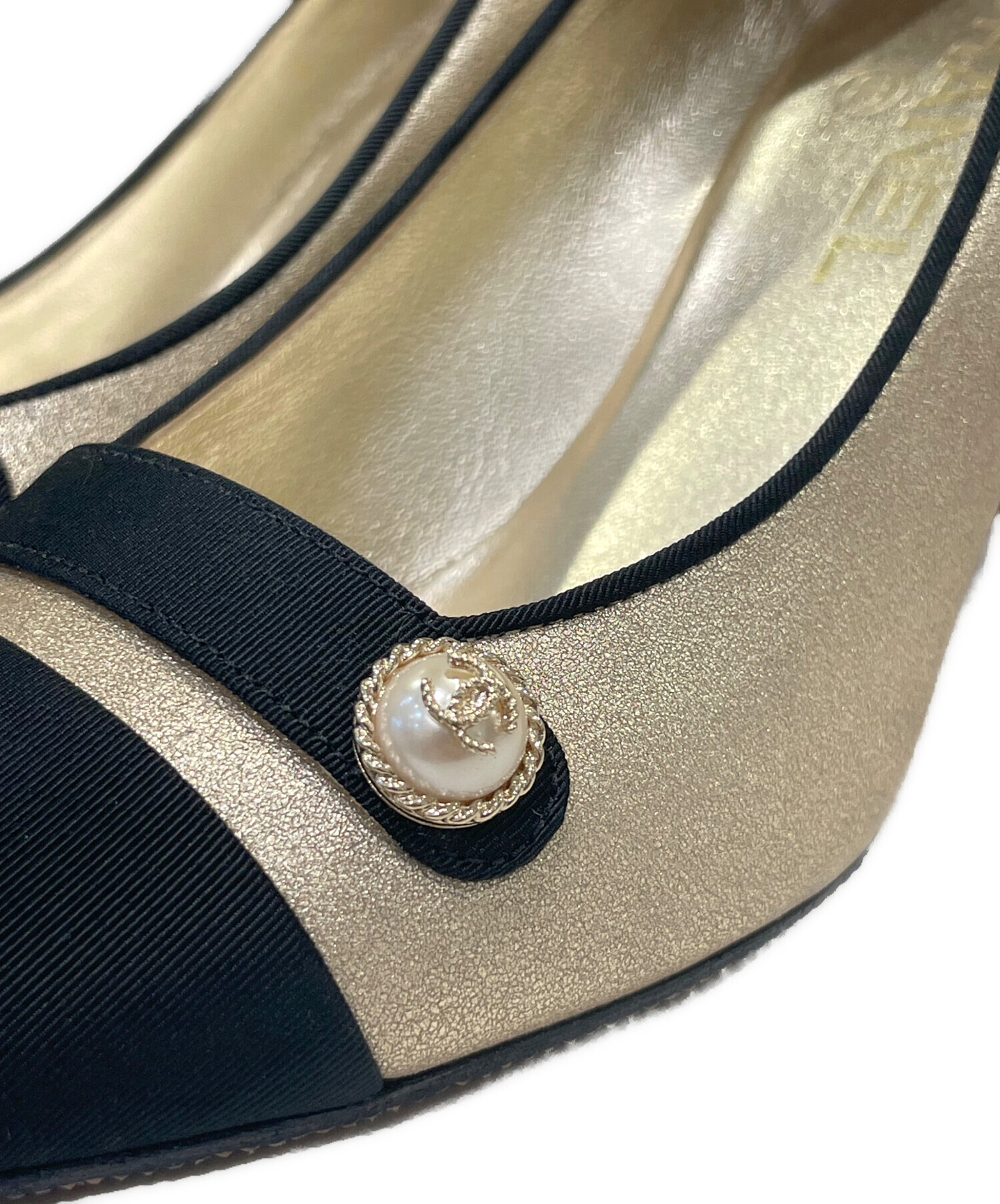 中古・古着通販】CHANEL (シャネル) ラウンドトゥパンプス グログラン