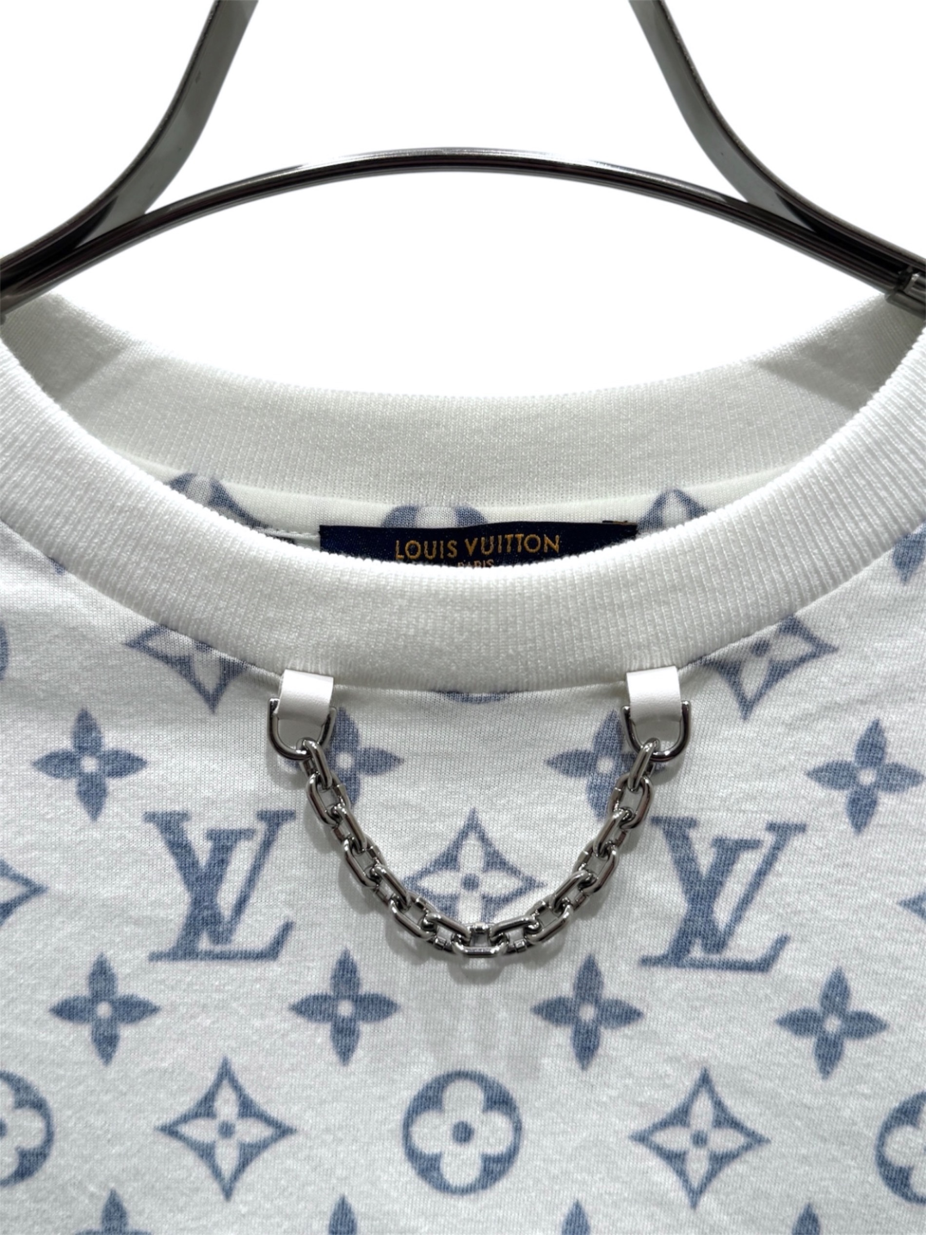 ルイヴィトン 半袖　ホワイト×ネイビー LVエスカルプリンテッドTシャツ 中古・古着通販】LOUIS VUITTON (ルイ ヴィトン) LVエスカルプリン