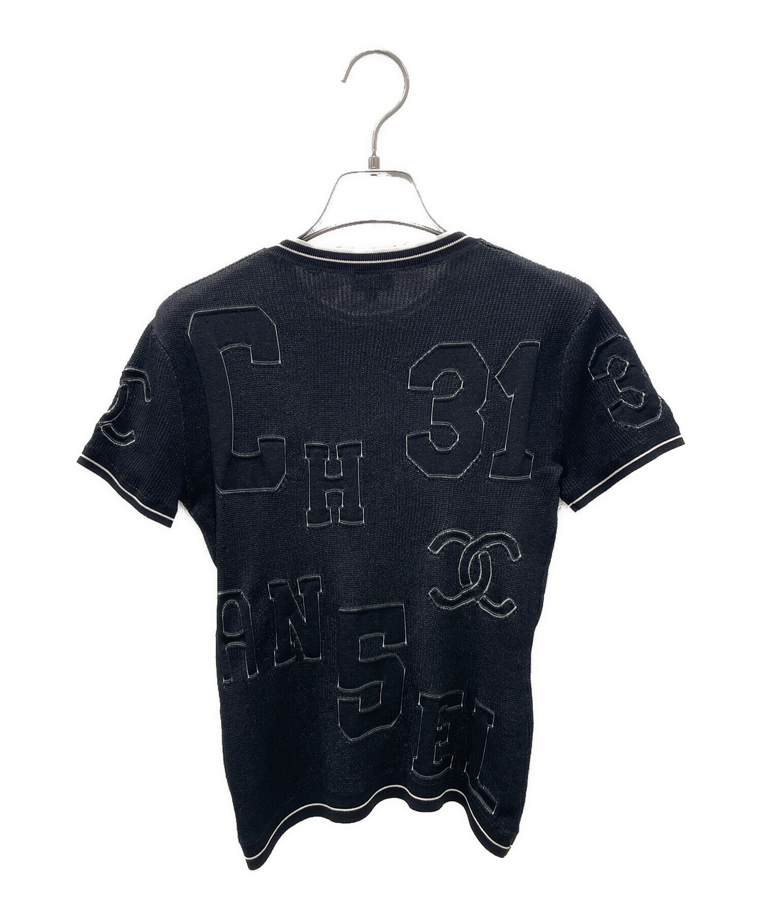 中古・古着通販】CHANEL (シャネル) シルク混ココマーク半袖リブニット 