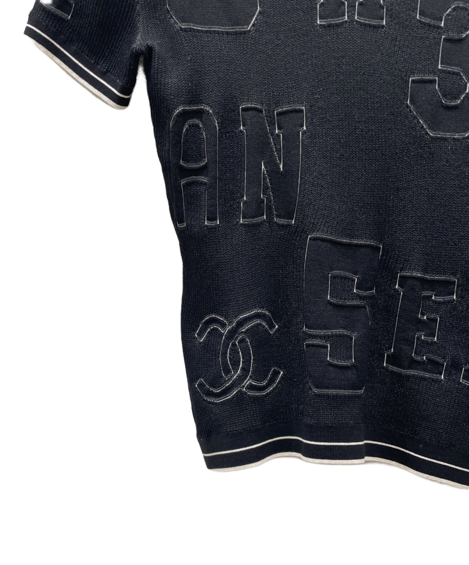 中古・古着通販】CHANEL (シャネル) シルク混ココマーク半袖リブニット 