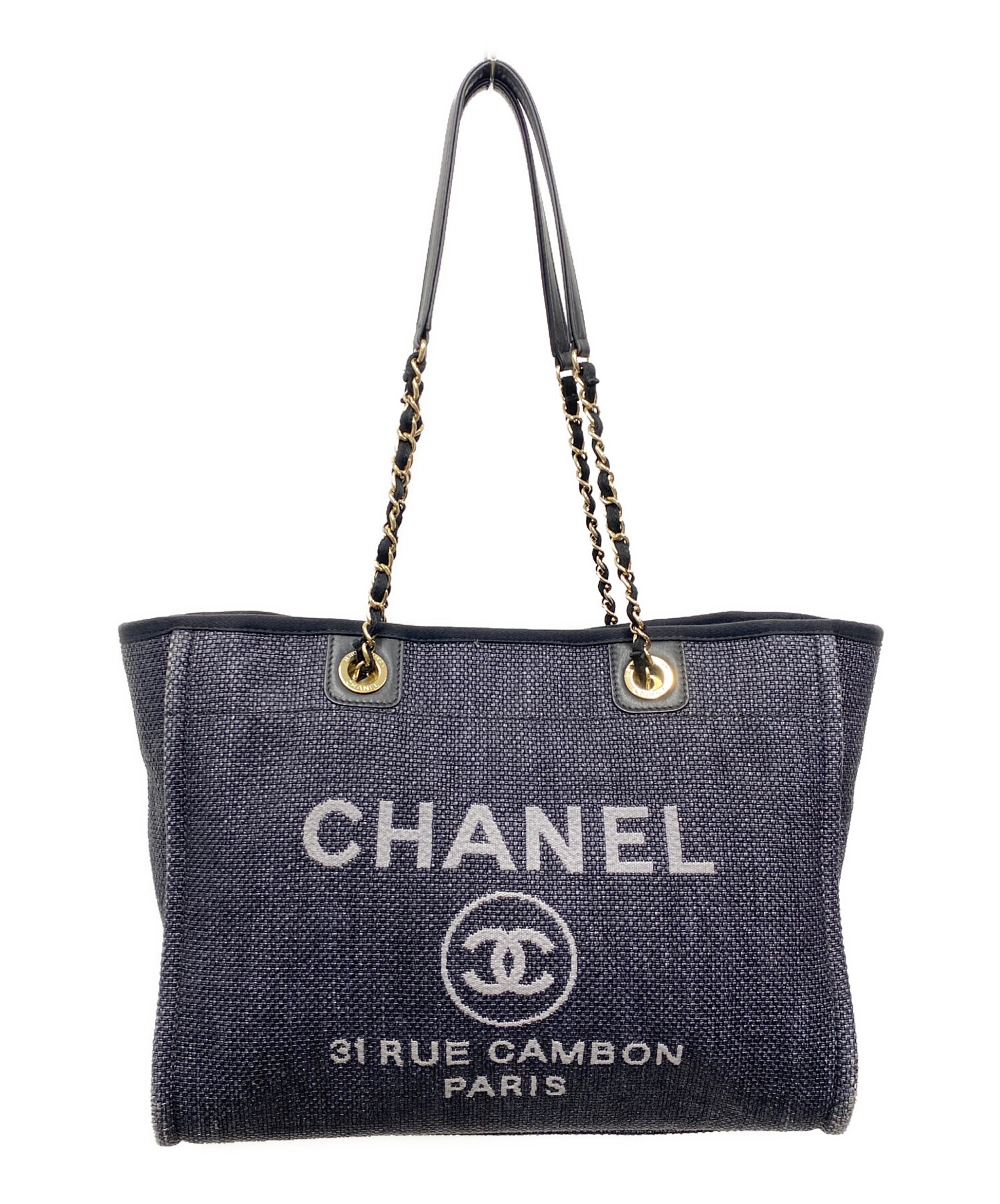 CHANEL ヴィンテージ チェーン　ショルダー　トート 中古・古着通販】CHANEL (シャネル) ストローチェーントートバッグ