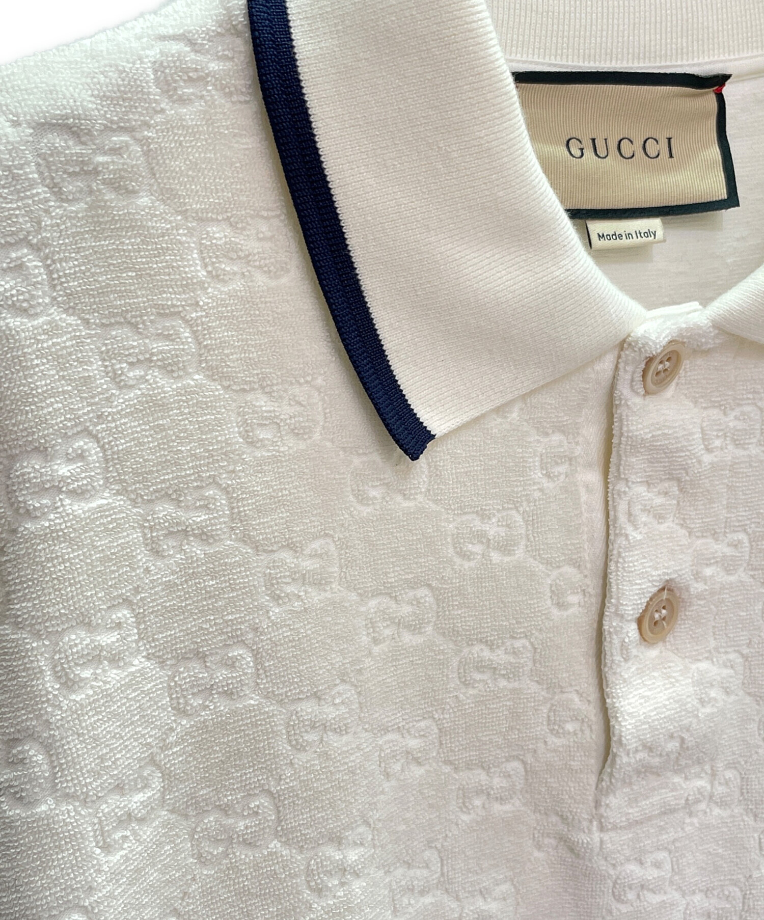 中古・古着通販】GUCCI (グッチ) テリークロス ポロシャツ アイボリー