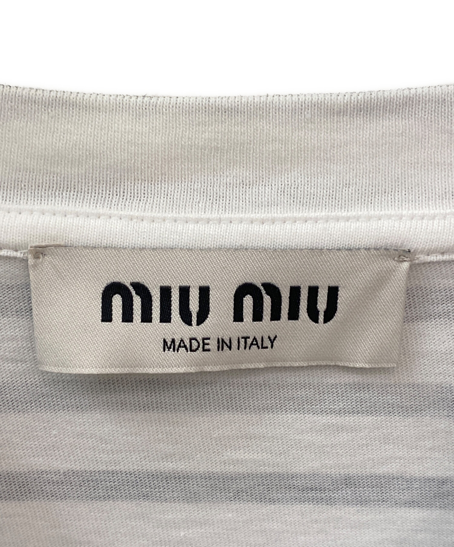 中古・古着通販】MIU MIU (ミュウミュウ) ボーダーカットソー ホワイト