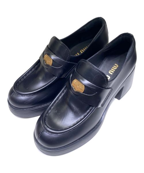 中古・古着通販】MIU MIU (ミュウミュウ) レザーローファー ブラック