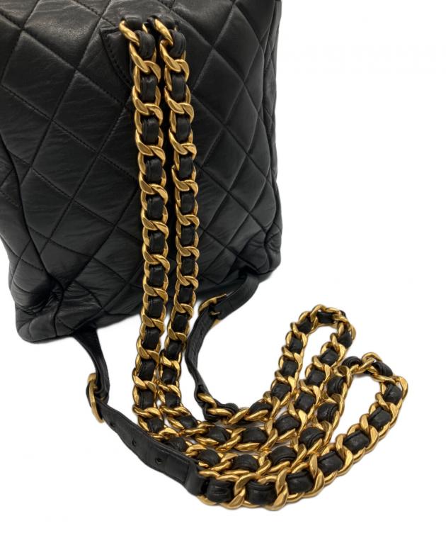 CHANEL シャネル マトラッセ リュック ブラック/ゴールド 14054 レディース【中古】 z6816 中古・古着通販】CHANEL (シャネル) マトラッセリュック ブラック