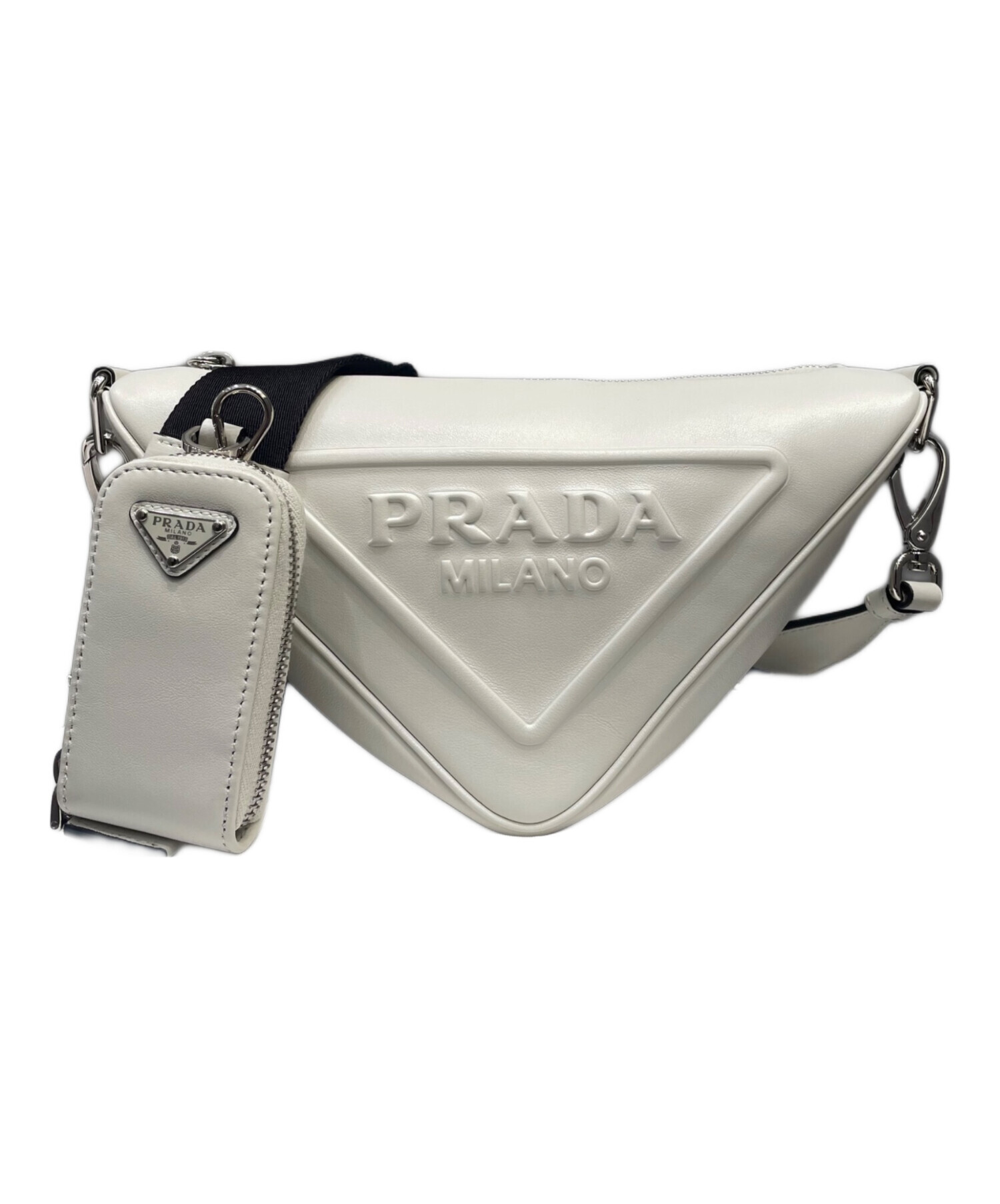 プラダ トライアングル バッグ PRADA ホワイト ロゴ レザー ショルダー 楽天市場】【中古】PRADAトライアングルレザーショルダーバッグ