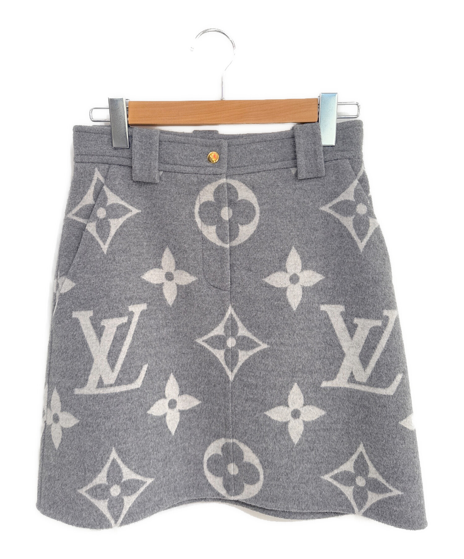Louis Vuitton グレー モノグラムウールスカート 中古・古着通販】LOUIS VUITTON (ルイ ヴィトン) モノグラム
