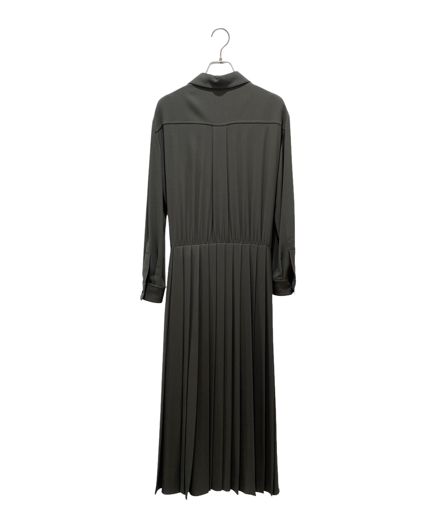 中古・古着通販】CELINE (セリーヌ) フリルシャツワンピース オリーブ