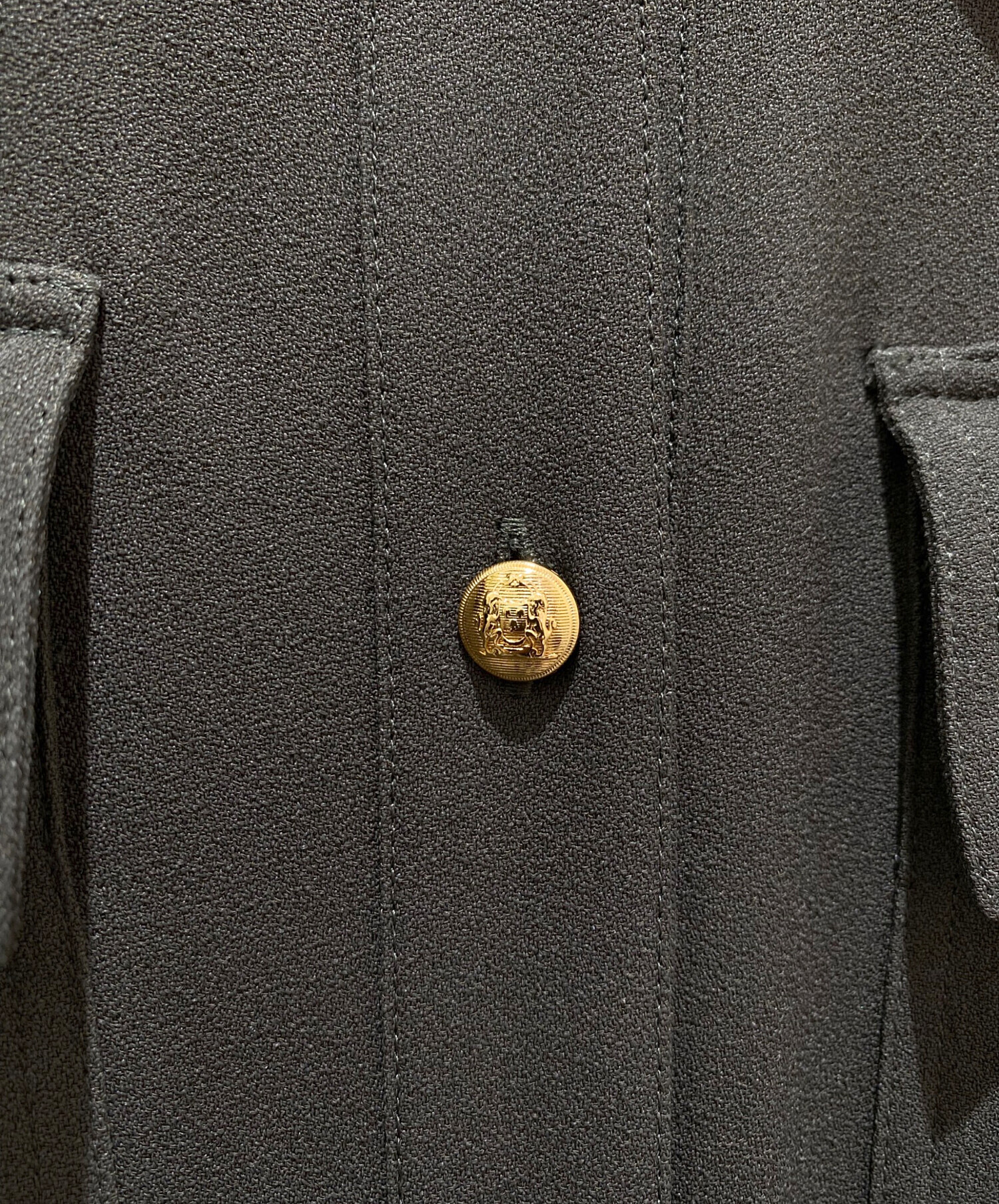 中古・古着通販】CELINE (セリーヌ) フリルシャツワンピース オリーブ
