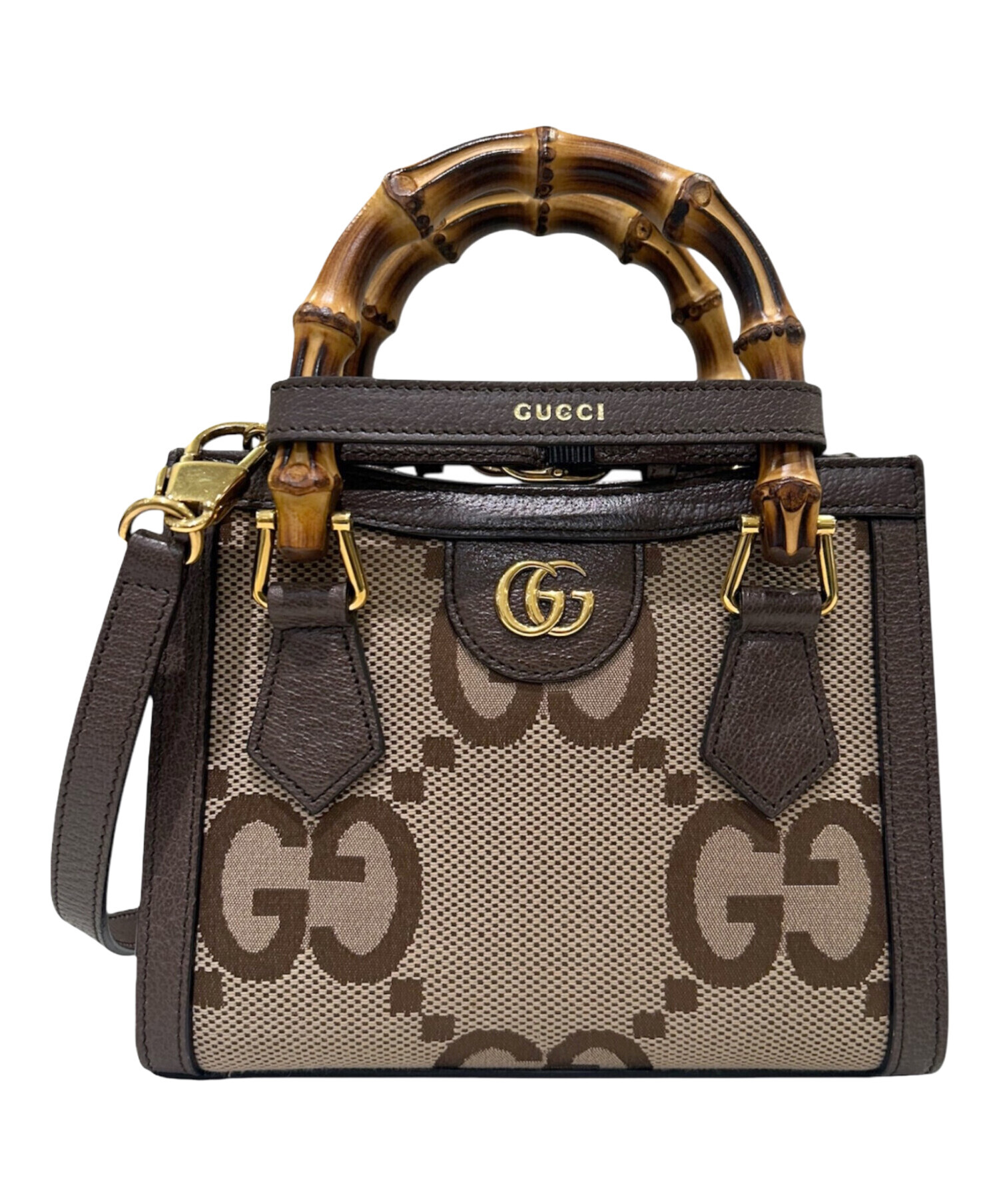 GUCCI  ミニトートバッグ 中古・古着通販】GUCCI (グッチ) GGジャンボ ダイアナミニトートバッグ