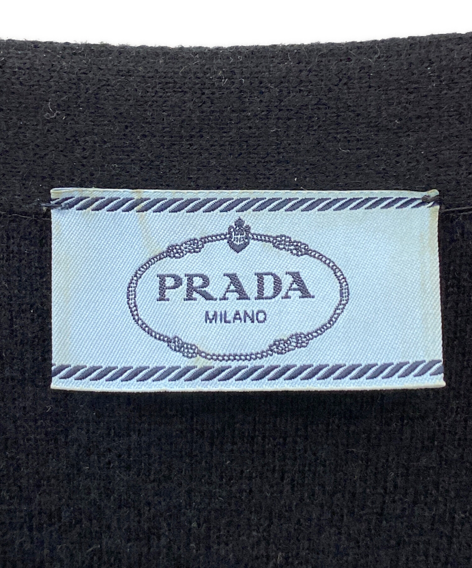 中古・古着通販】PRADA (プラダ) ロゴカーディガン ブラック サイズ:38