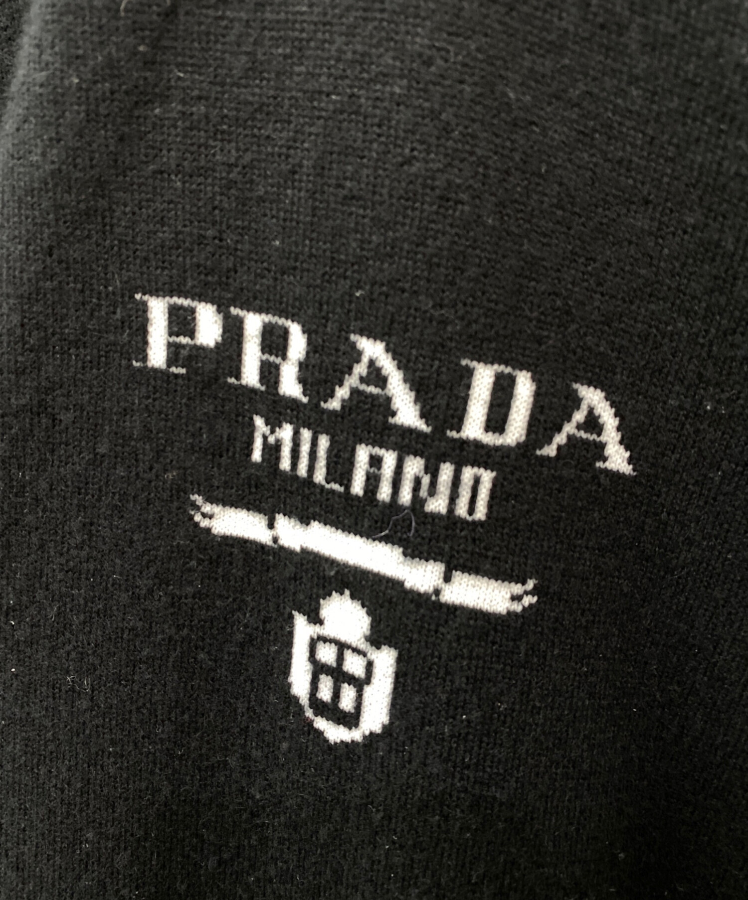 中古・古着通販】PRADA (プラダ) ロゴカーディガン ブラック サイズ:38