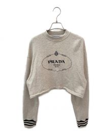 中古・古着通販】PRADA (プラダ) クロップドロゴスウェット ベージュ 