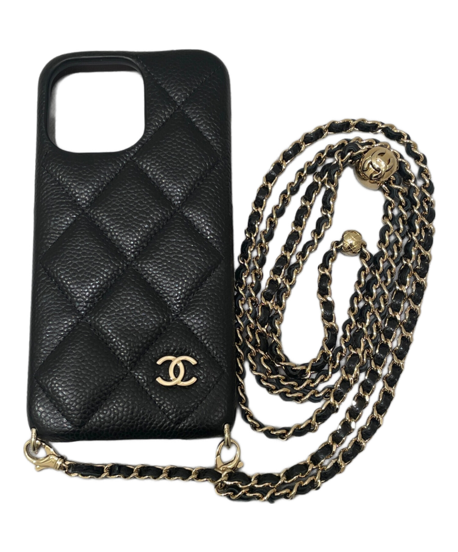 CHANEL iPhone 15 Pro ケース ブラック スマートフォン・携帯電話 CHANEL iPhone 15 Pro ケース ブラック