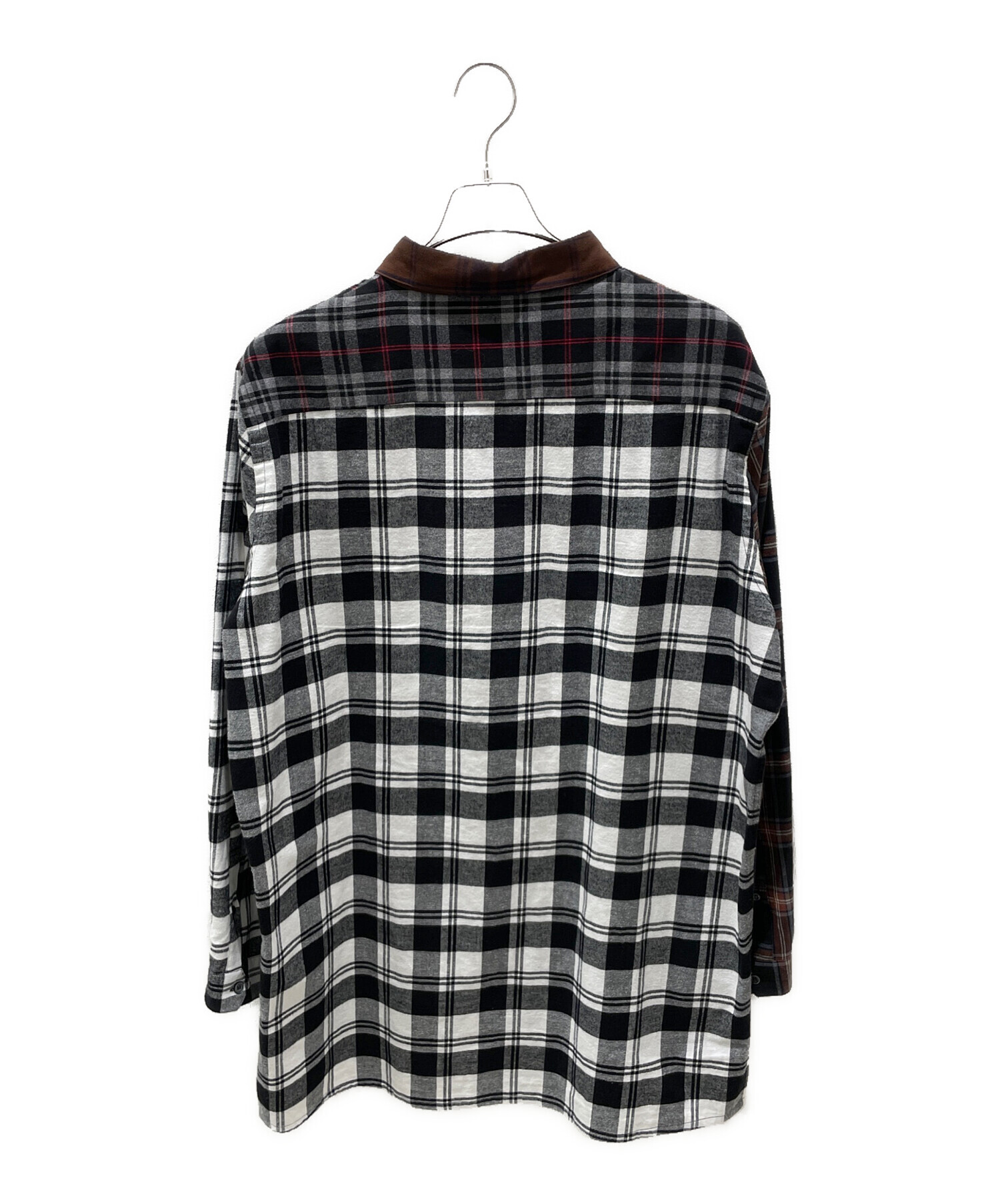 中古・古着通販】LOEWE (ロエベ) アナグラムレザーパッチワークシャツ