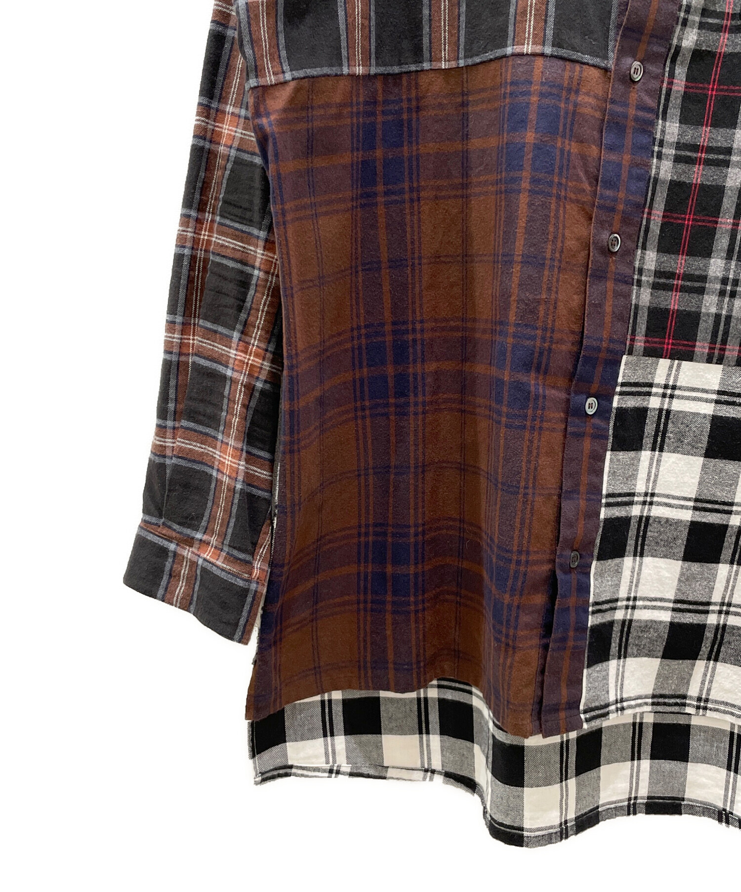 中古・古着通販】LOEWE (ロエベ) アナグラムレザーパッチワークシャツ