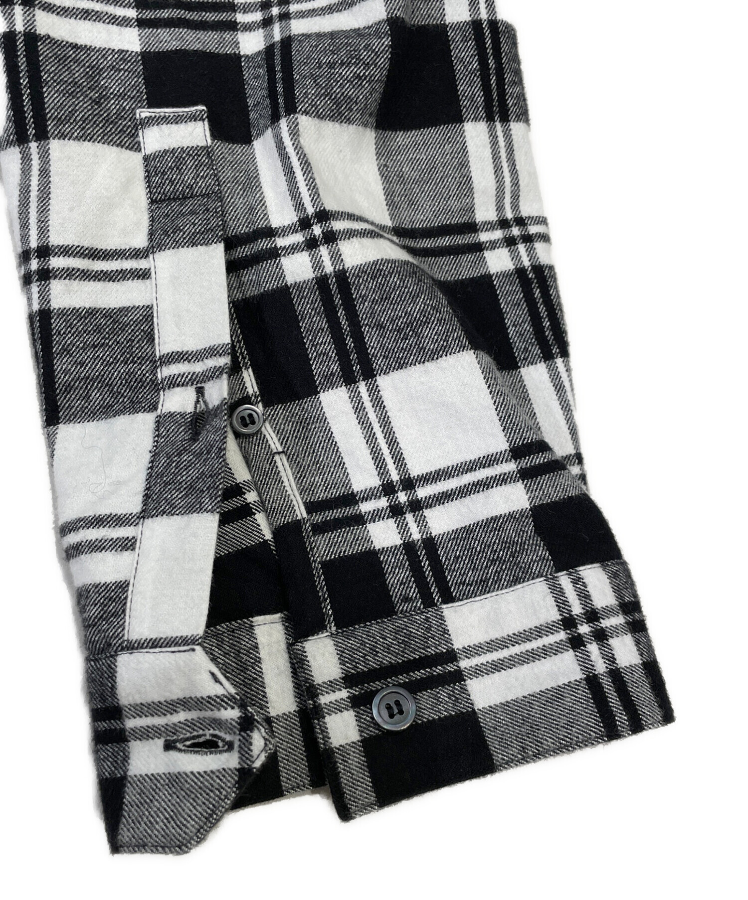 LOEWE ロエベ チェック 長袖 シャツ アナグラム ロゴパッチ ハンガー 中古・古着通販】LOEWE (ロエベ) アナグラムレザーパッチワークシャツ