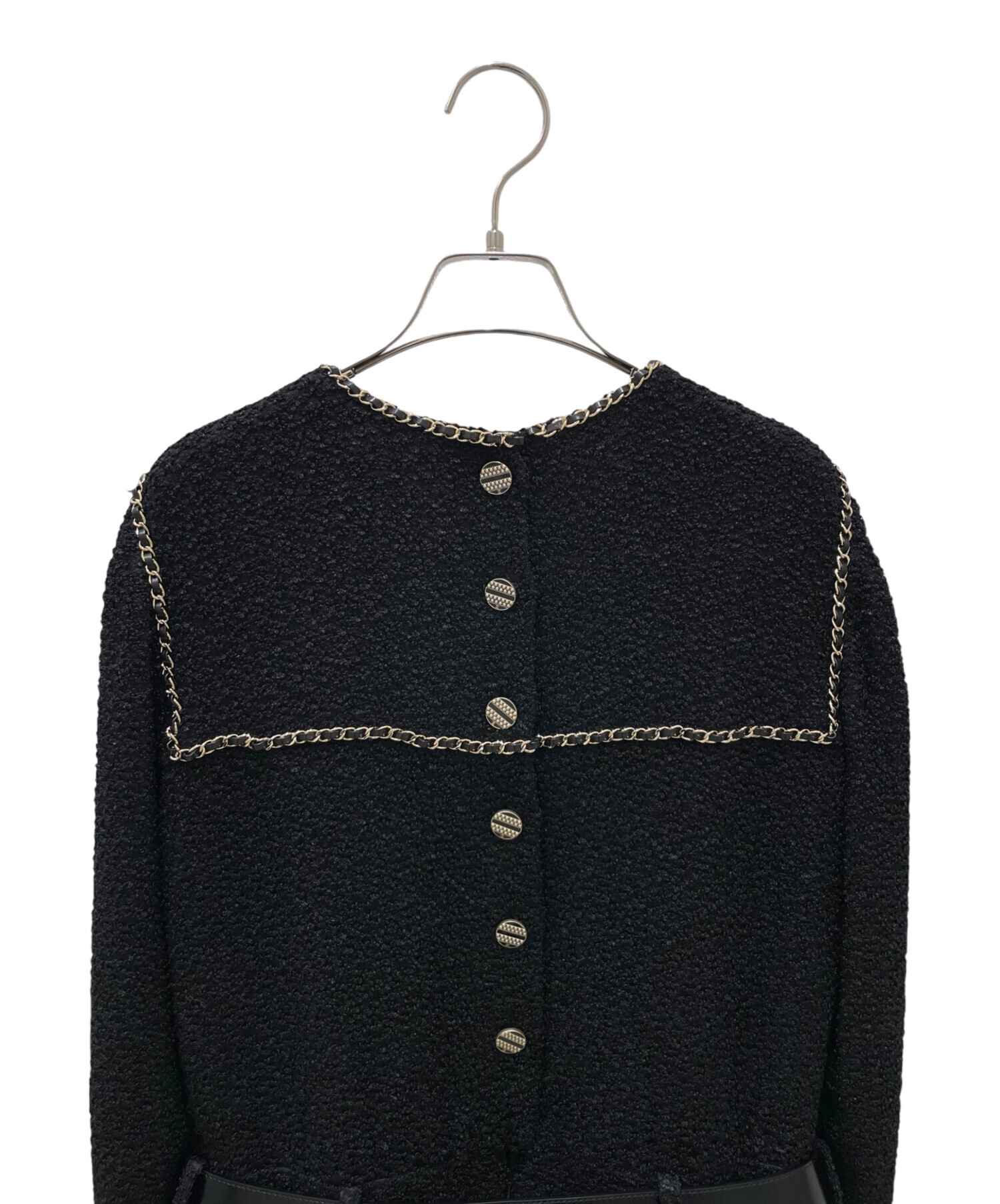 シャネル［P36361］ツイード　ワンピース　金ボタン　09A　チェック　タグ付 シャネル［P36361］ツイード ワンピース 金ボタン 09A チェック タグ付